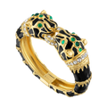 Black Enamel Double Panther Bracelet