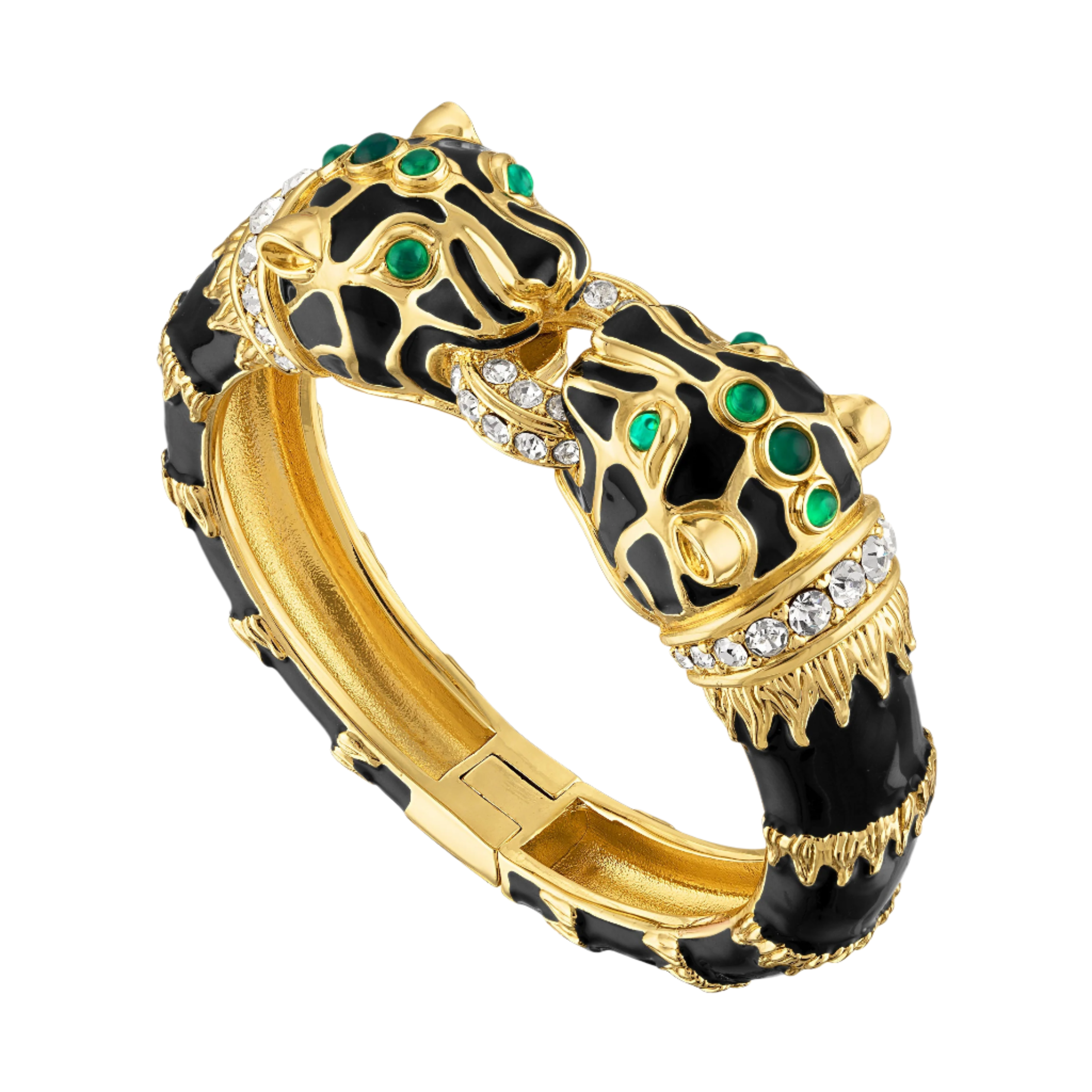 Black Enamel Double Panther Bracelet