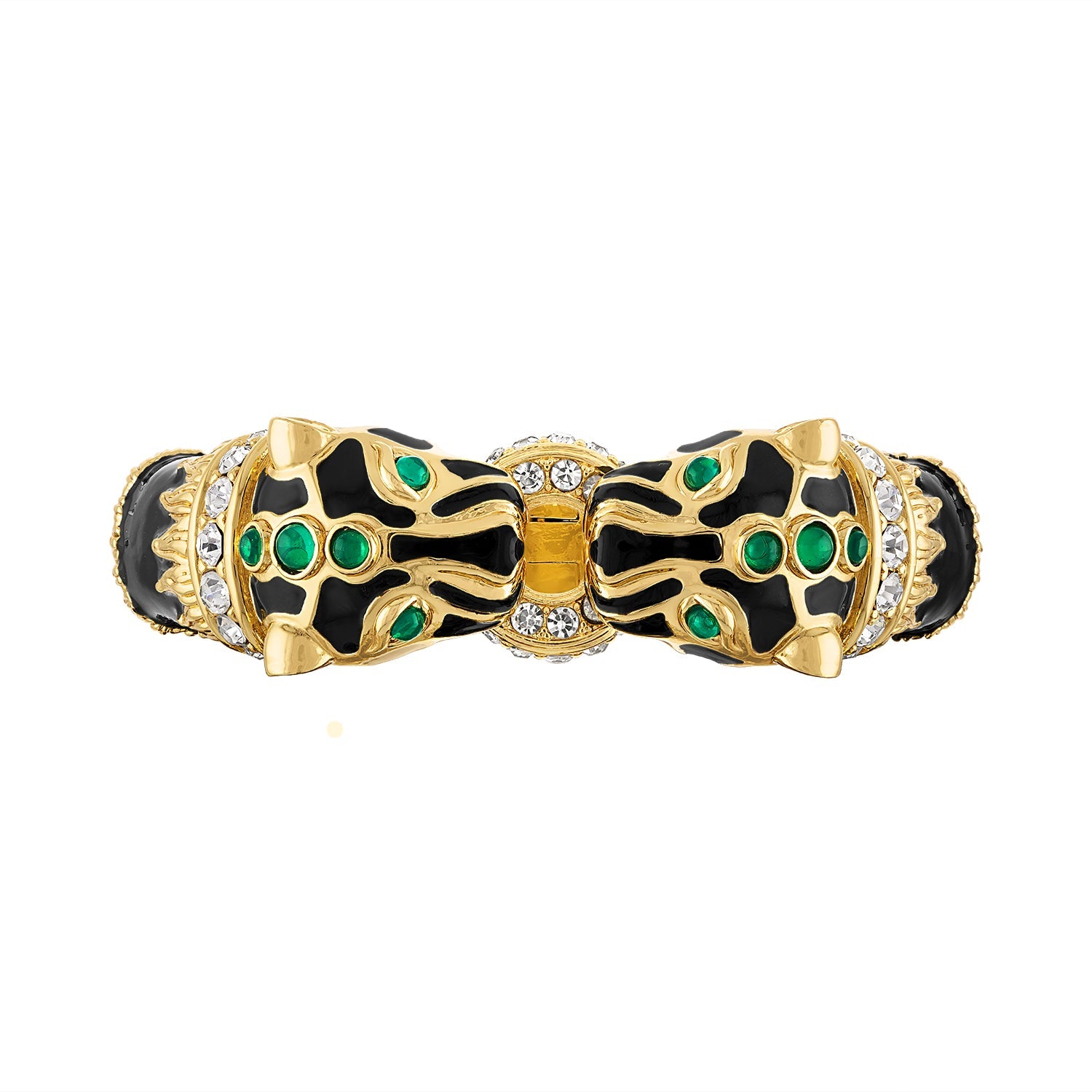 Black Enamel Double Panther Bracelet