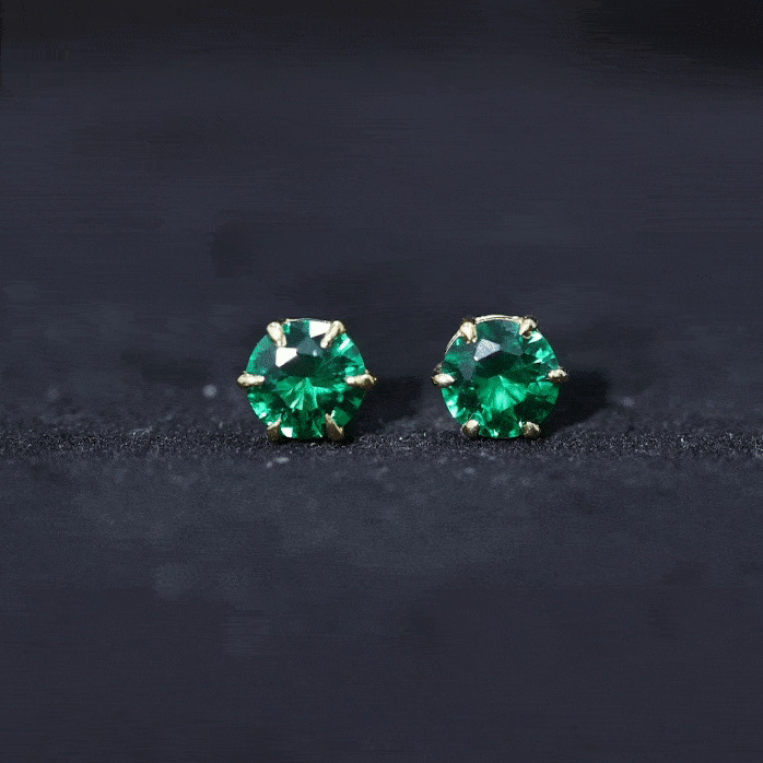 Certified Lab Created Emerald Solitaire Stud Earrings For Her