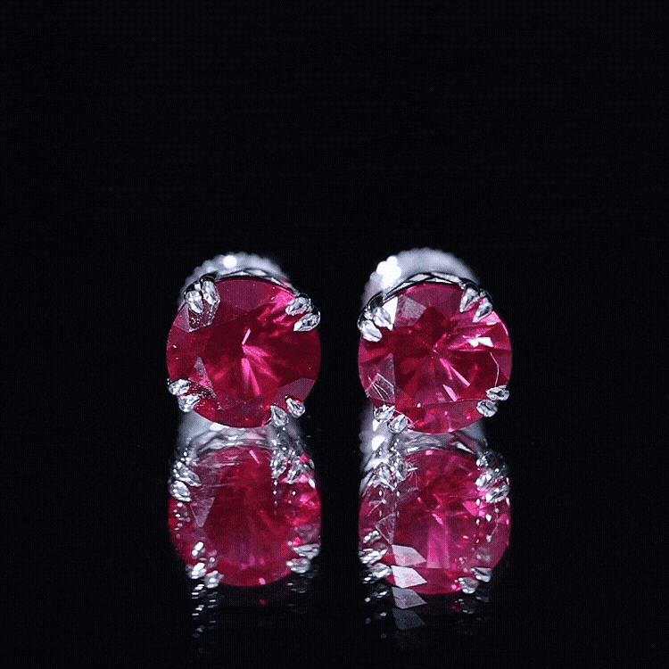 Lab Created Ruby Stud Earring in Double Claw Prong Setting