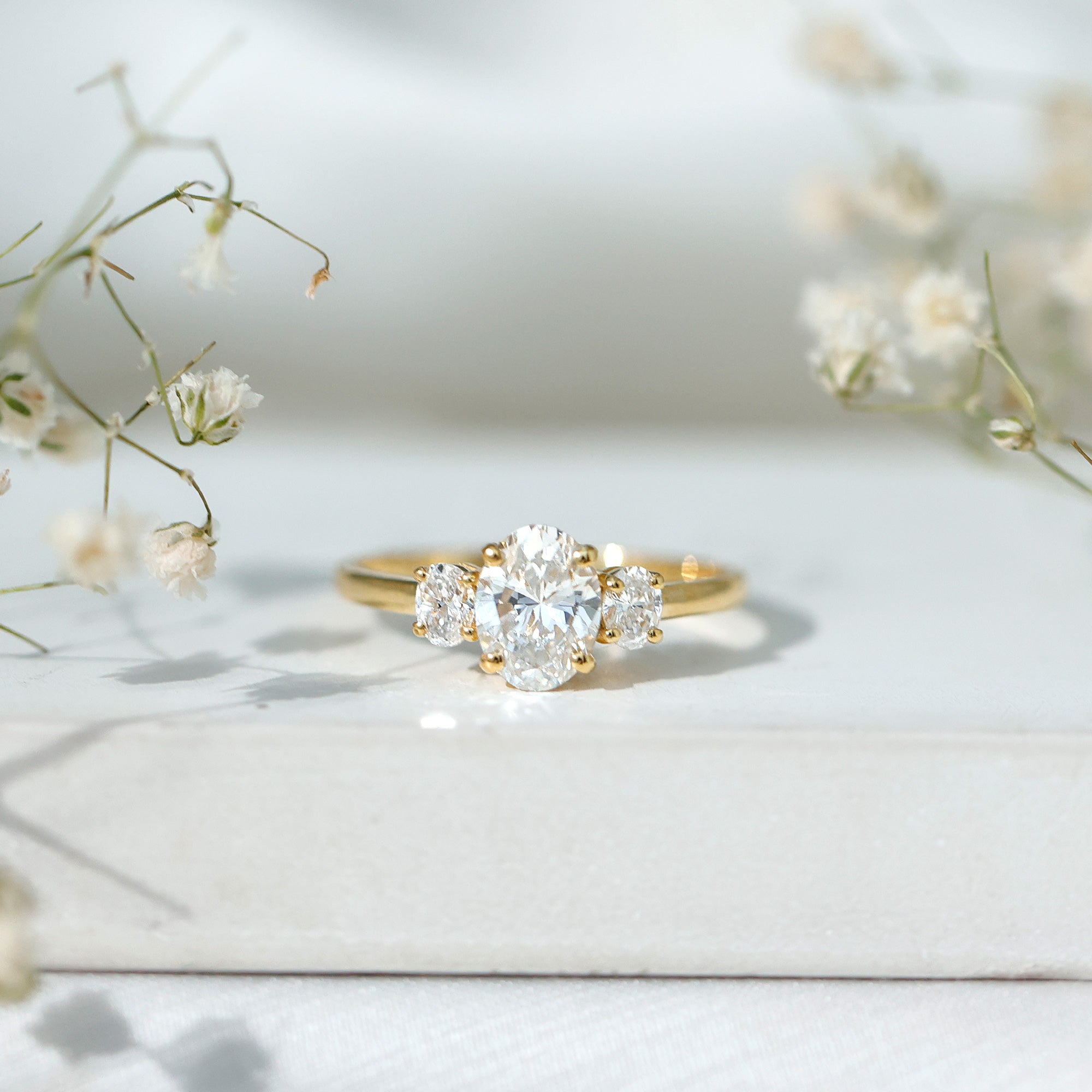 Certified Lab Grown Diamond 3 Stone Engagement Ring For Women
