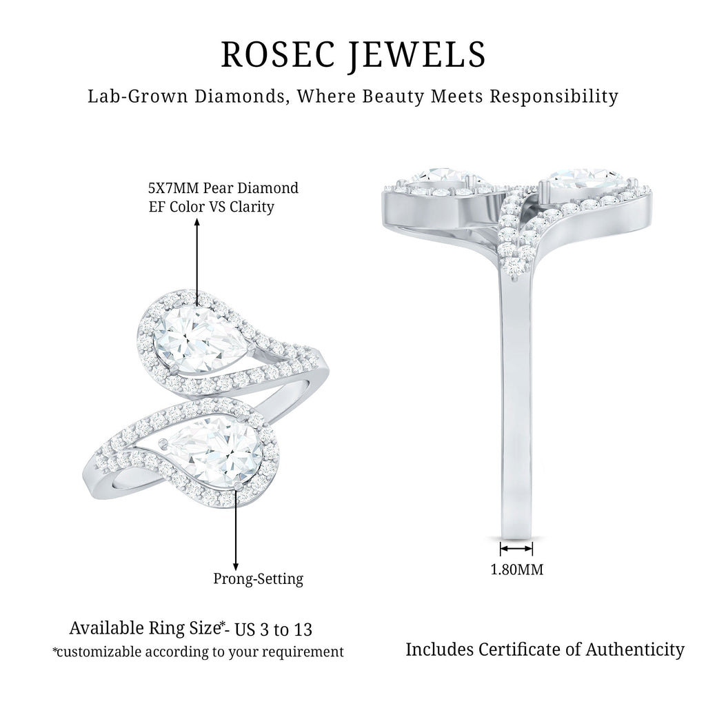 Certified Lab Diamond Toi Et Moi Designer Engagement Ring