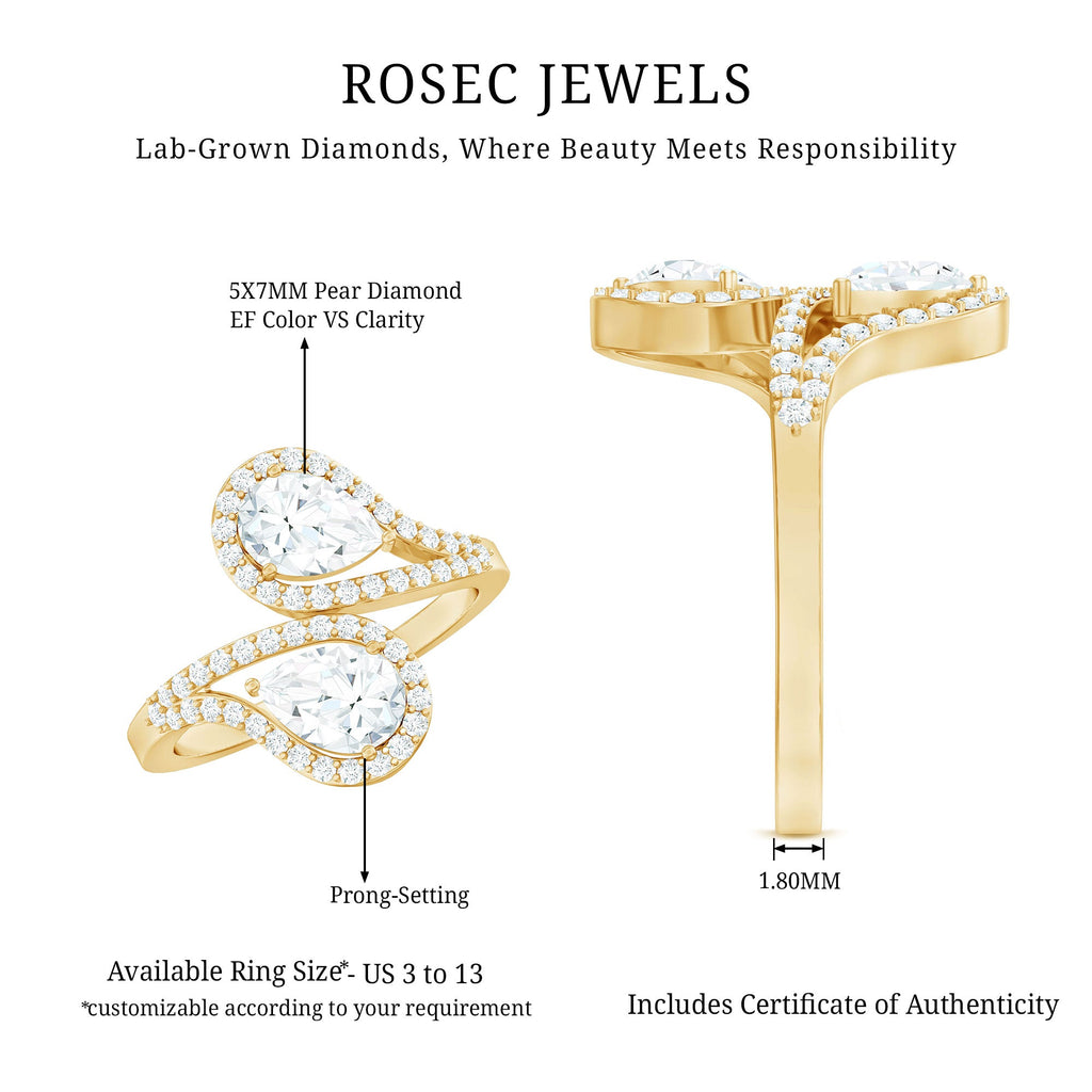 Certified Lab Diamond Toi Et Moi Designer Engagement Ring