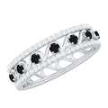 Designer Black Spinel Diamond Half Eternity Band Ring for Anniversary