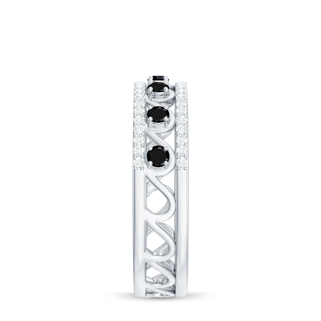 Designer Black Spinel Diamond Half Eternity Band Ring for Anniversary
