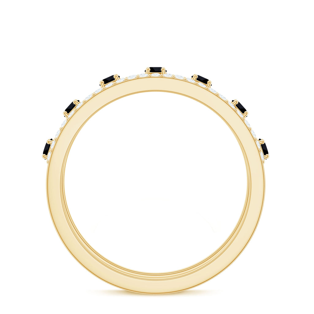 Designer Black Spinel Diamond Half Eternity Band Ring for Anniversary