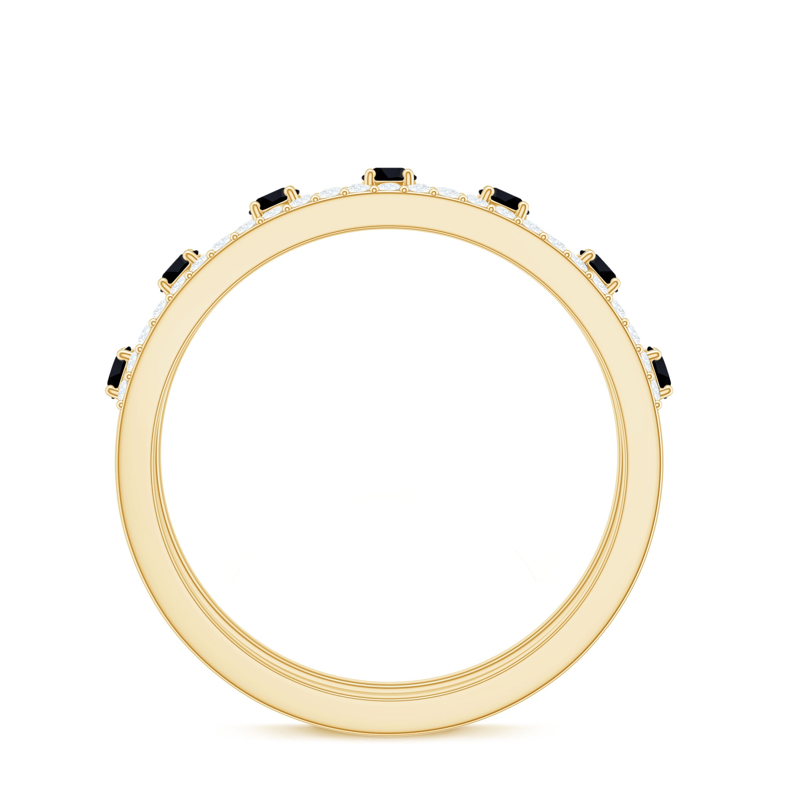 Designer Black Spinel Diamond Half Eternity Band Ring for Anniversary