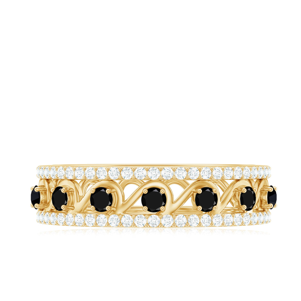 Designer Black Spinel Diamond Half Eternity Band Ring for Anniversary