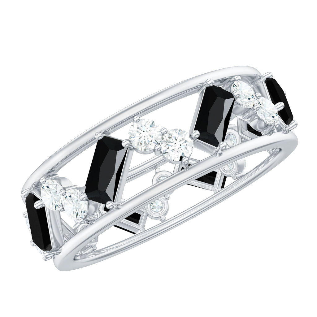 Natural Black Spinel Diamond Eternity Band Ring for Anniversary