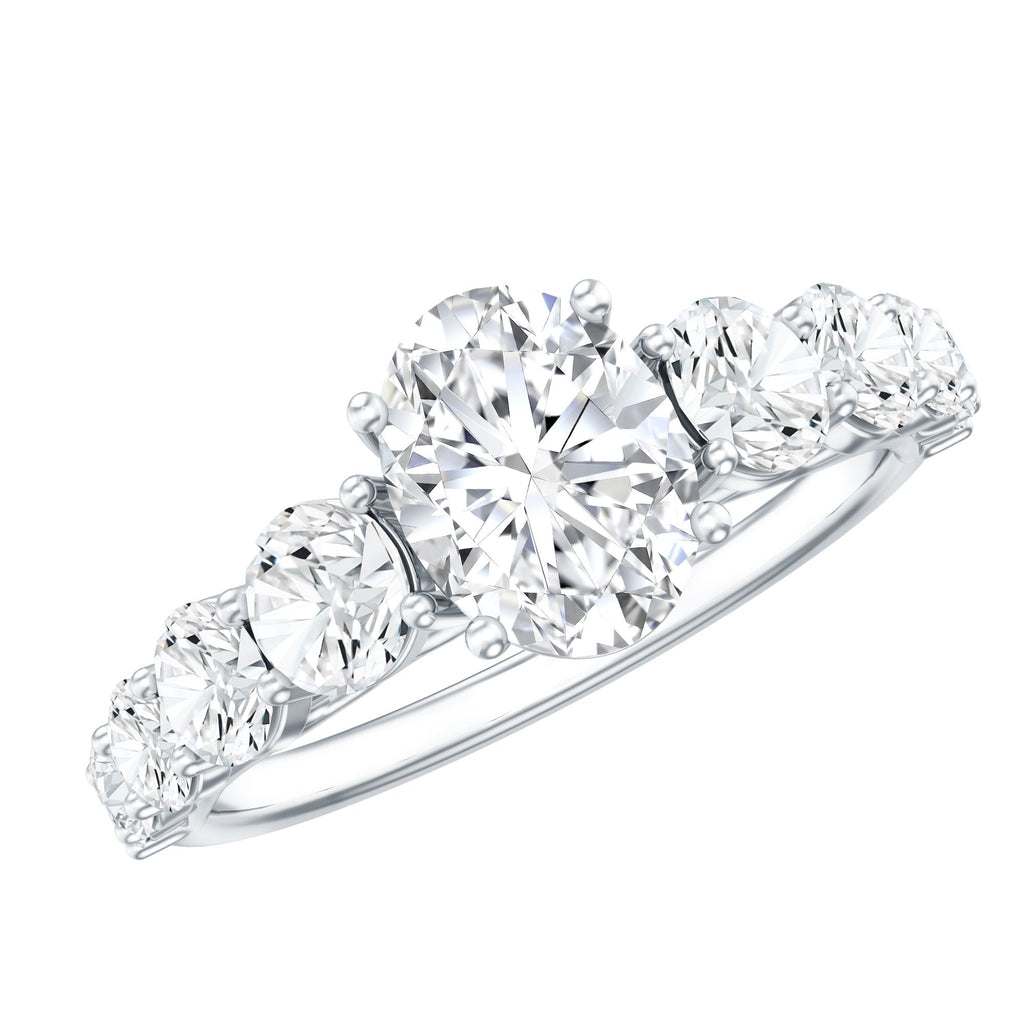 Lab Grown Diamond 6X8 MM Oval Engagement Ring With Side Stones