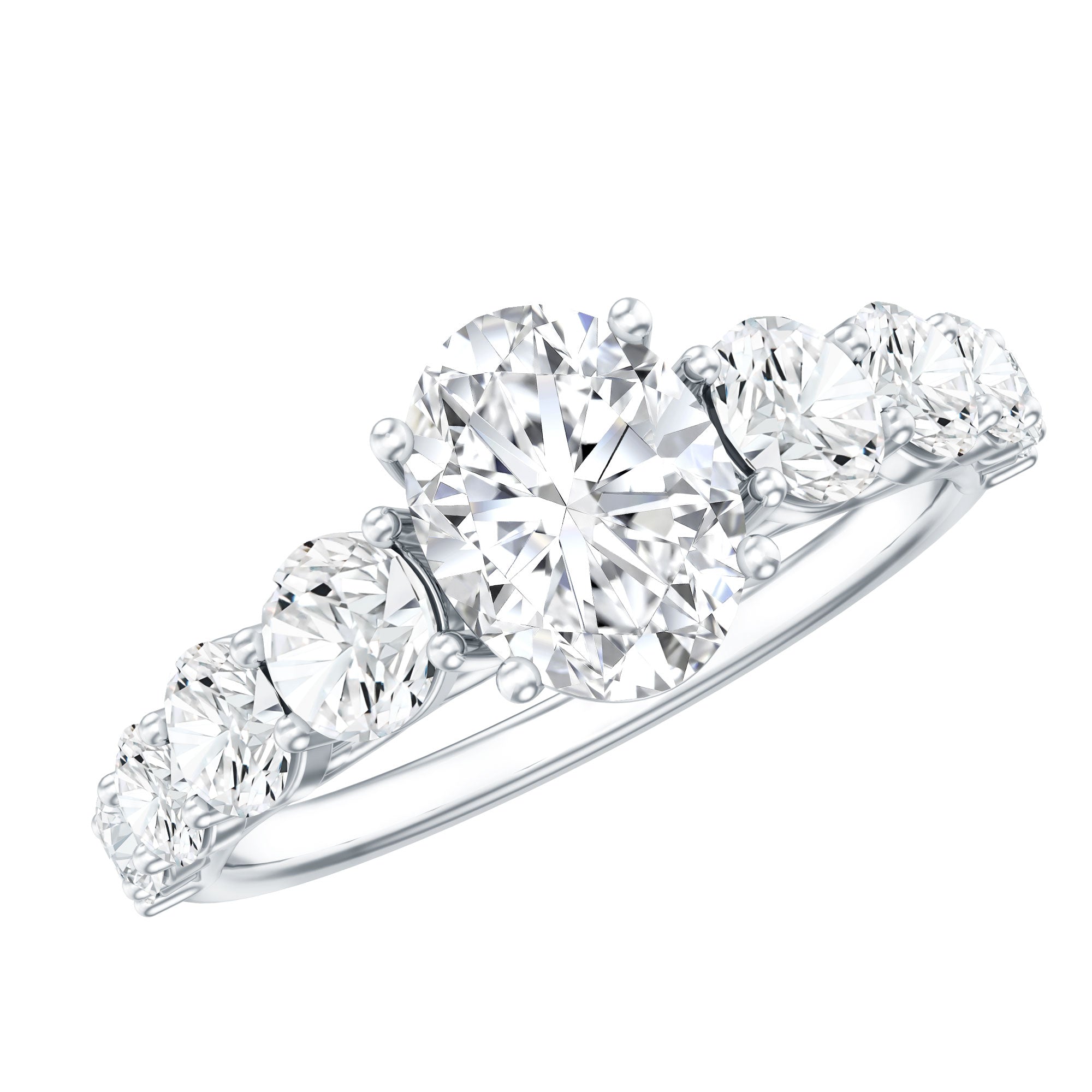 Lab Grown Diamond 6X8 MM Oval Engagement Ring With Side Stones