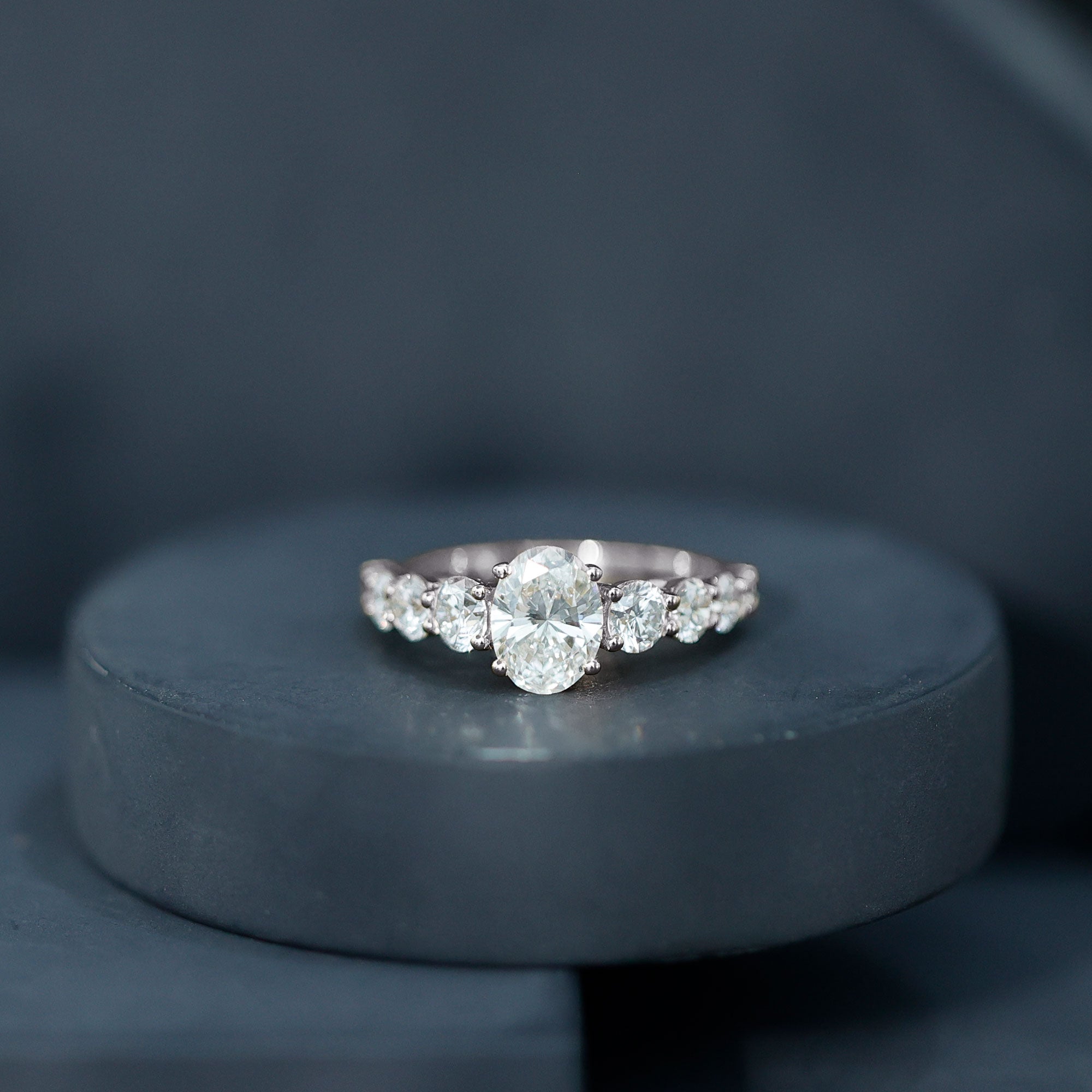 Lab Grown Diamond 6X8 MM Oval Engagement Ring With Side Stones