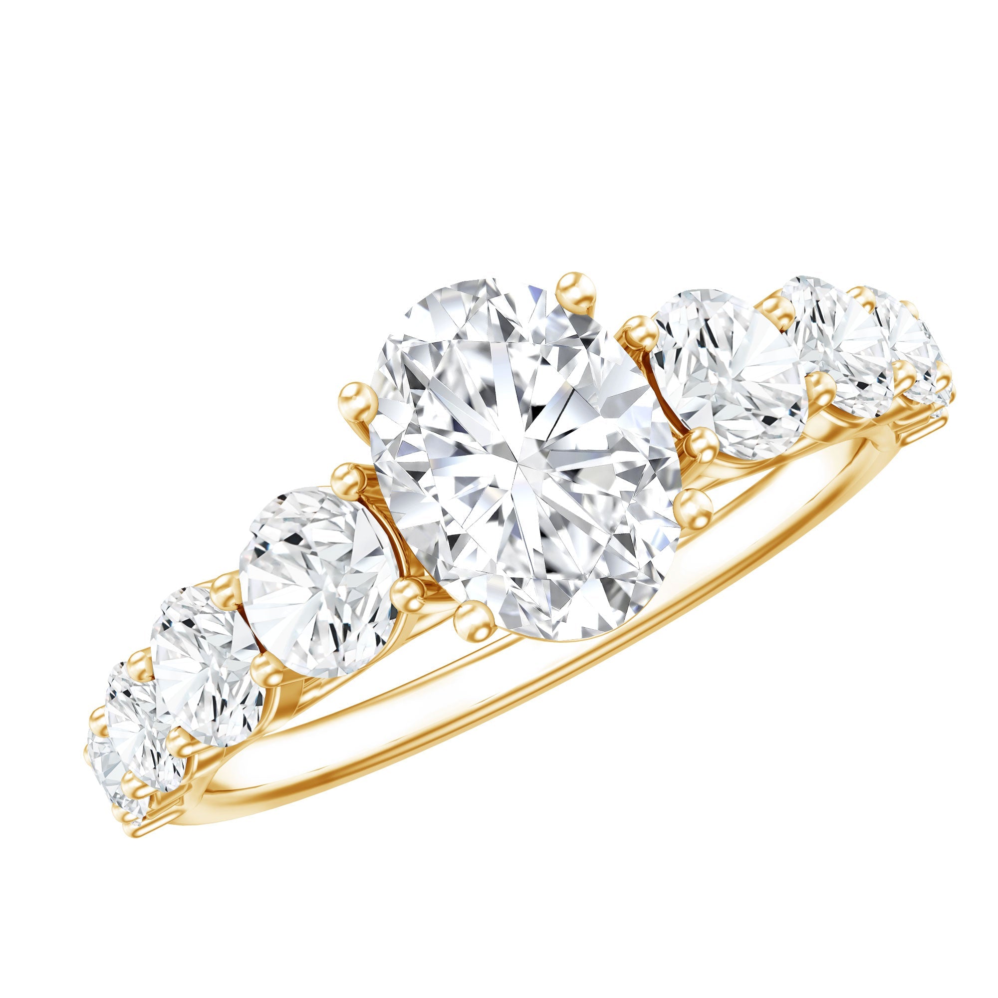Lab Grown Diamond 6X8 MM Oval Engagement Ring With Side Stones