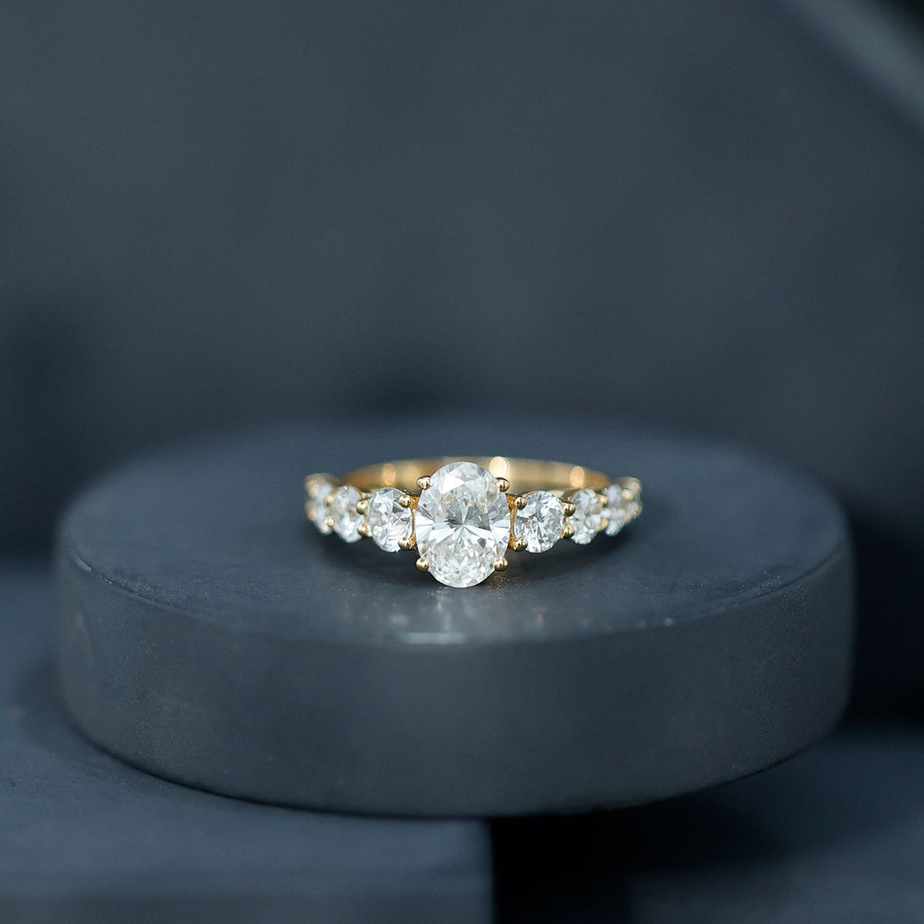 Lab Grown Diamond 6X8 MM Oval Engagement Ring With Side Stones