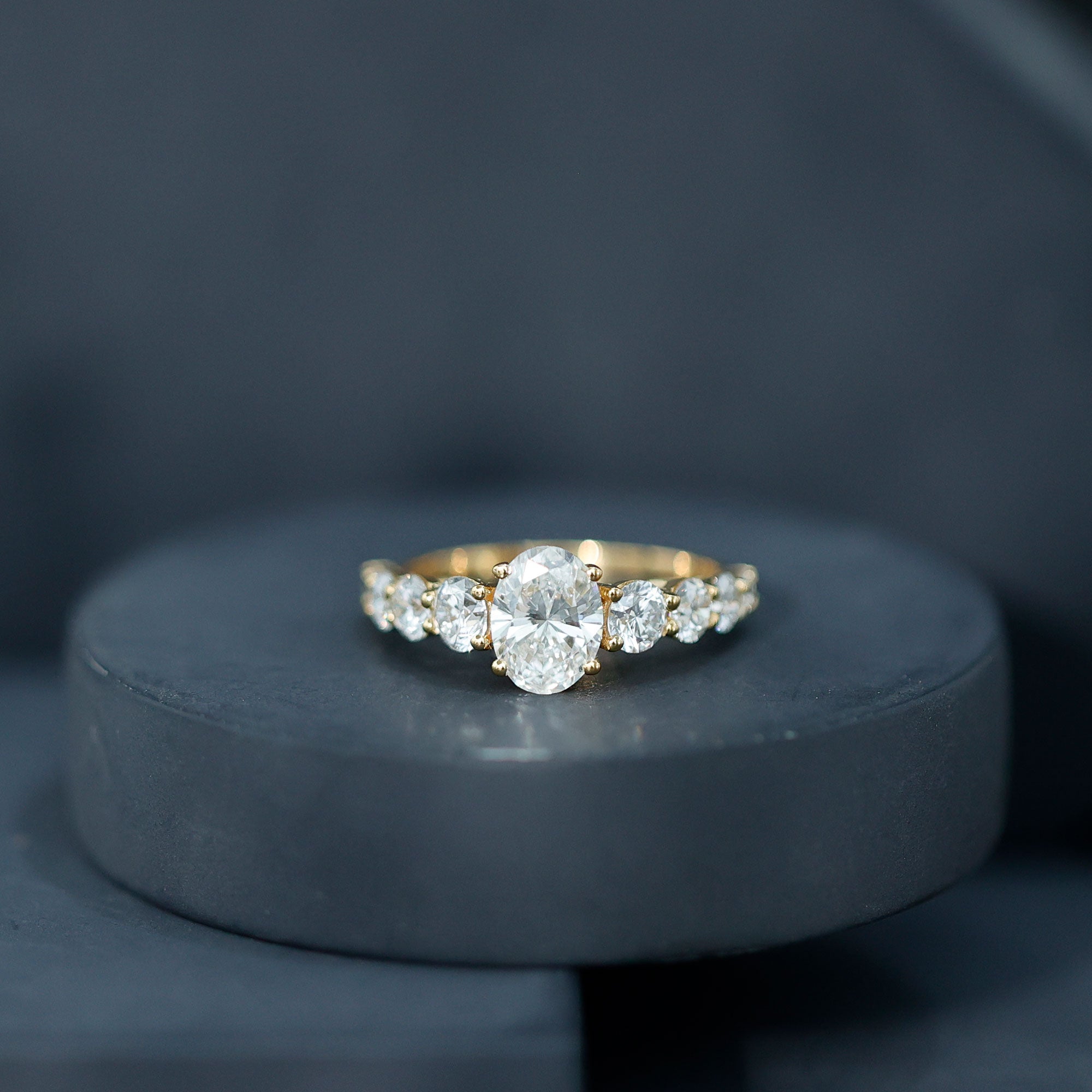 Lab Grown Diamond 6X8 MM Oval Engagement Ring With Side Stones