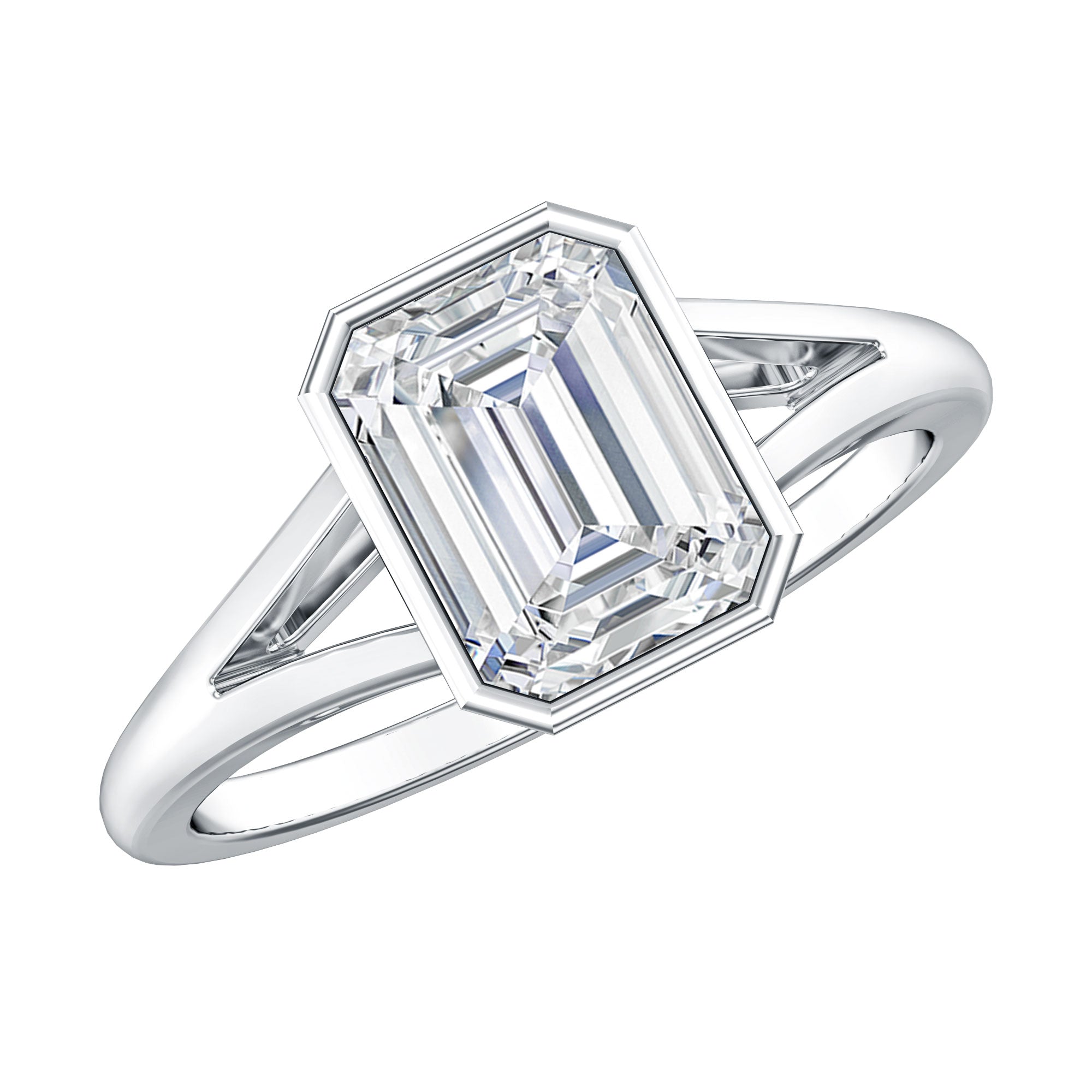 Certified Lab Grown Diamond 6X8 MM Emerald Cut Engagement Ring