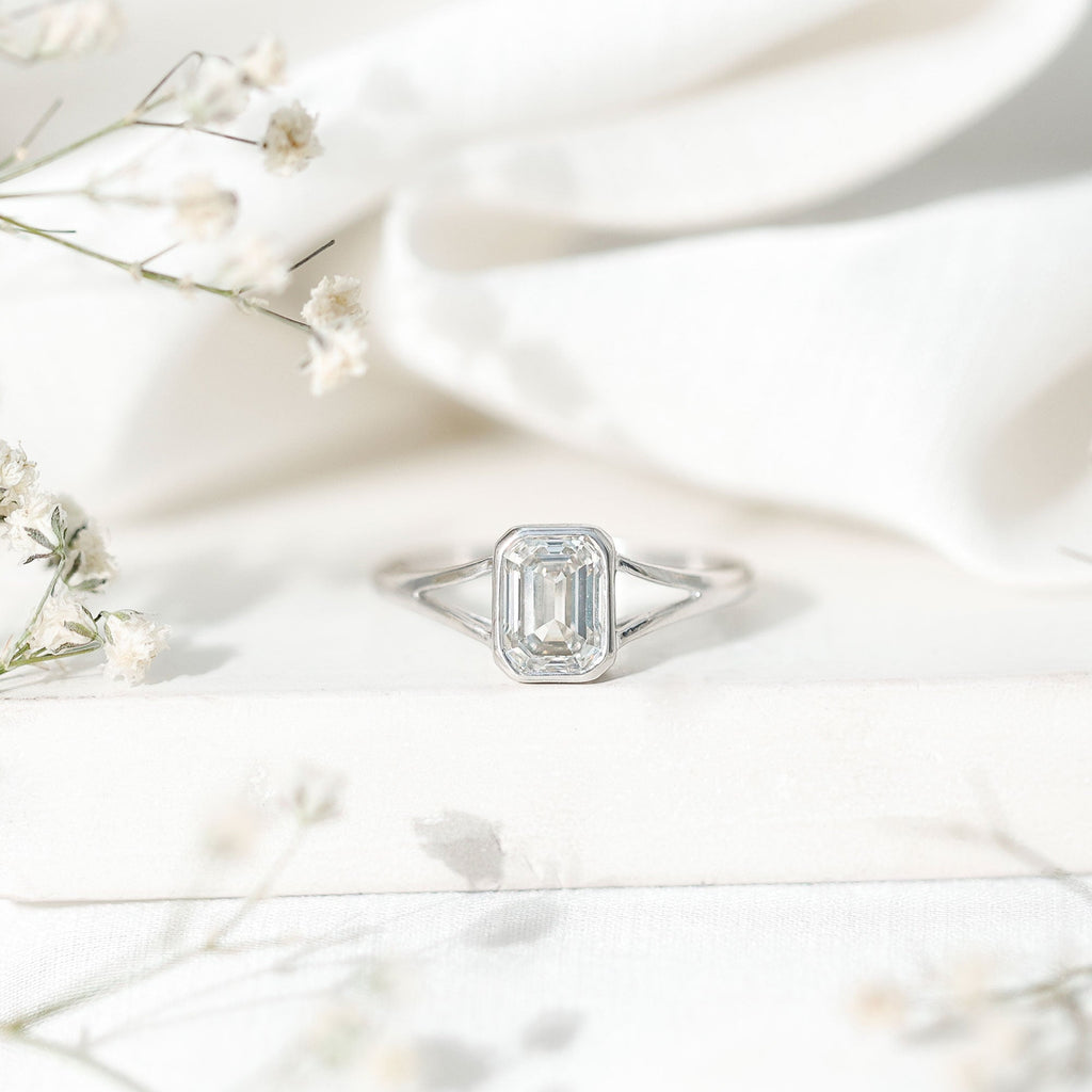 Certified Lab Grown Diamond 6X8 MM Emerald Cut Engagement Ring