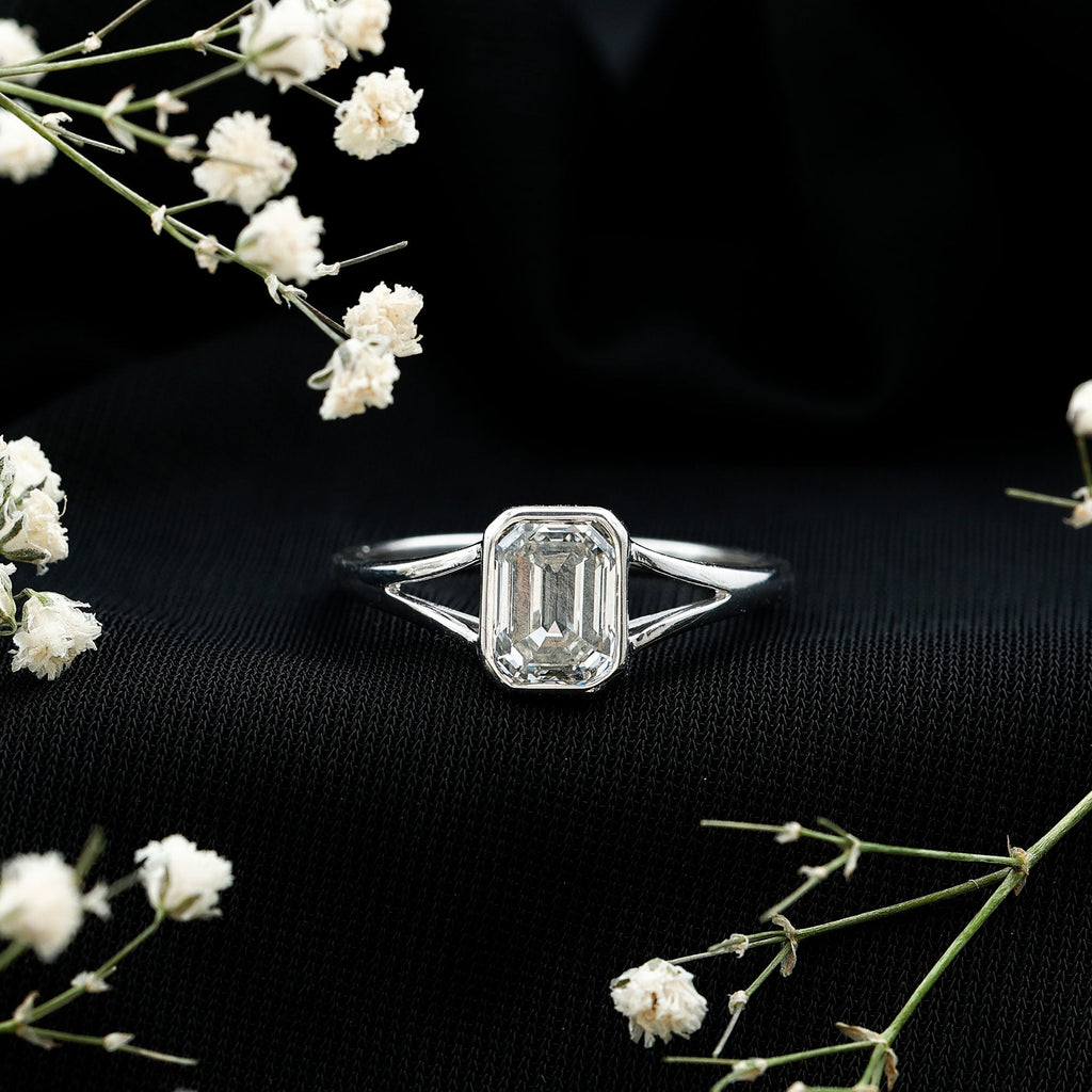 Certified Lab Grown Diamond 6X8 MM Emerald Cut Engagement Ring