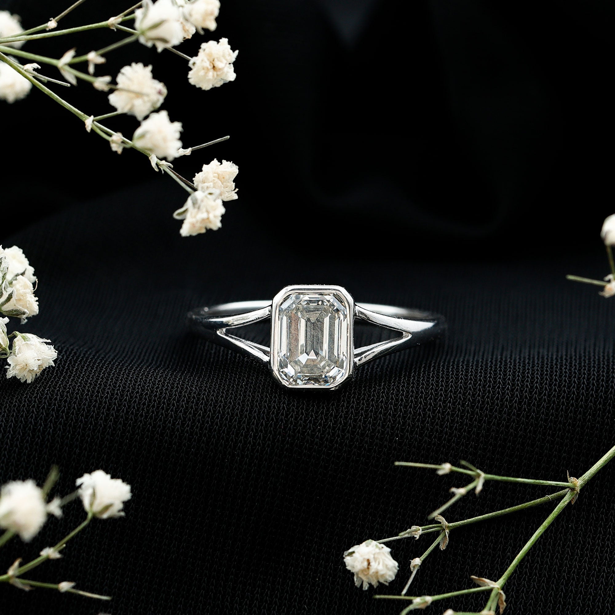 Certified Lab Grown Diamond 6X8 MM Emerald Cut Engagement Ring
