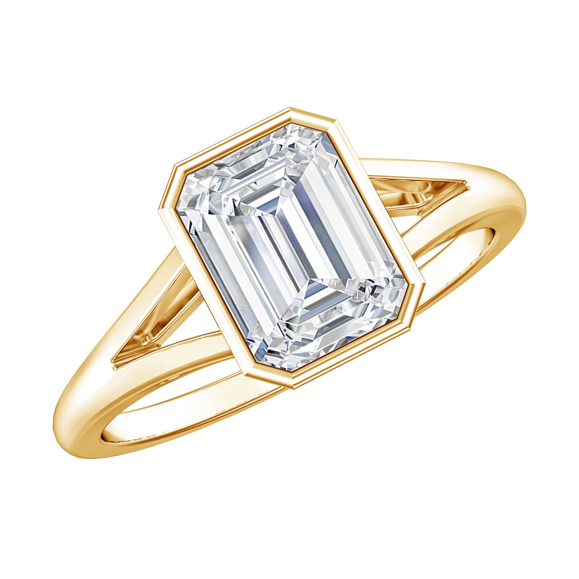 Certified Lab Grown Diamond 6X8 MM Emerald Cut Engagement Ring