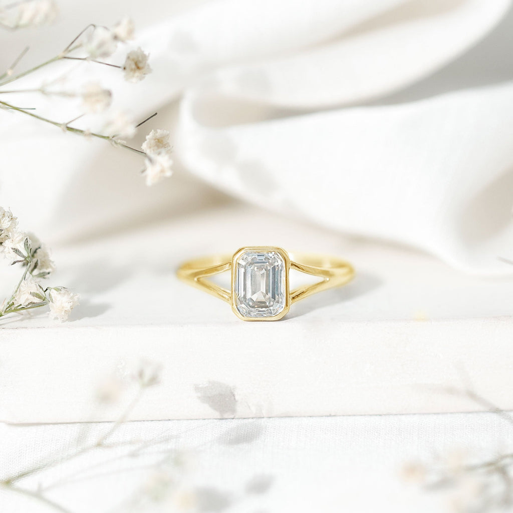Certified Lab Grown Diamond 6X8 MM Emerald Cut Engagement Ring