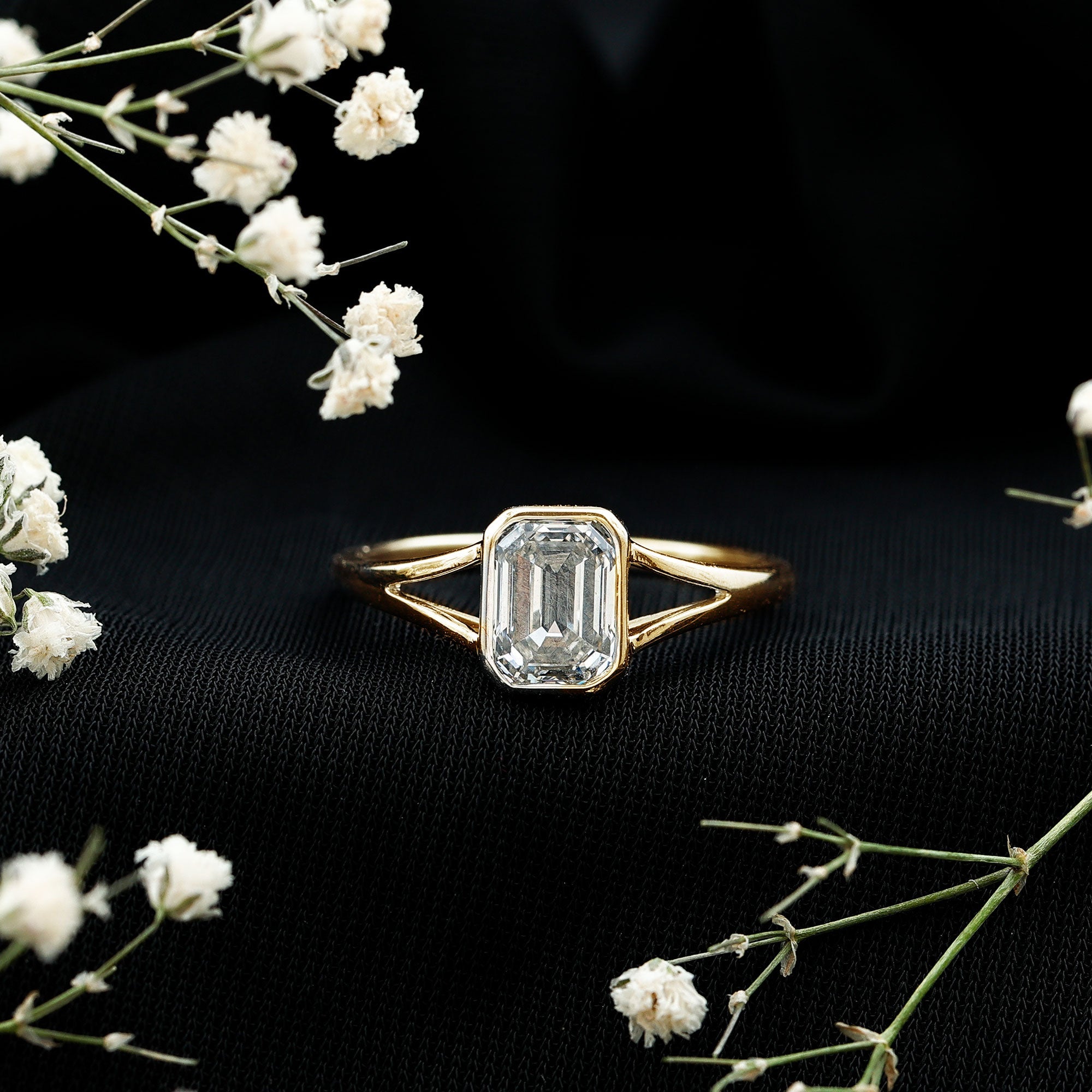 Certified Lab Grown Diamond 6X8 MM Emerald Cut Engagement Ring
