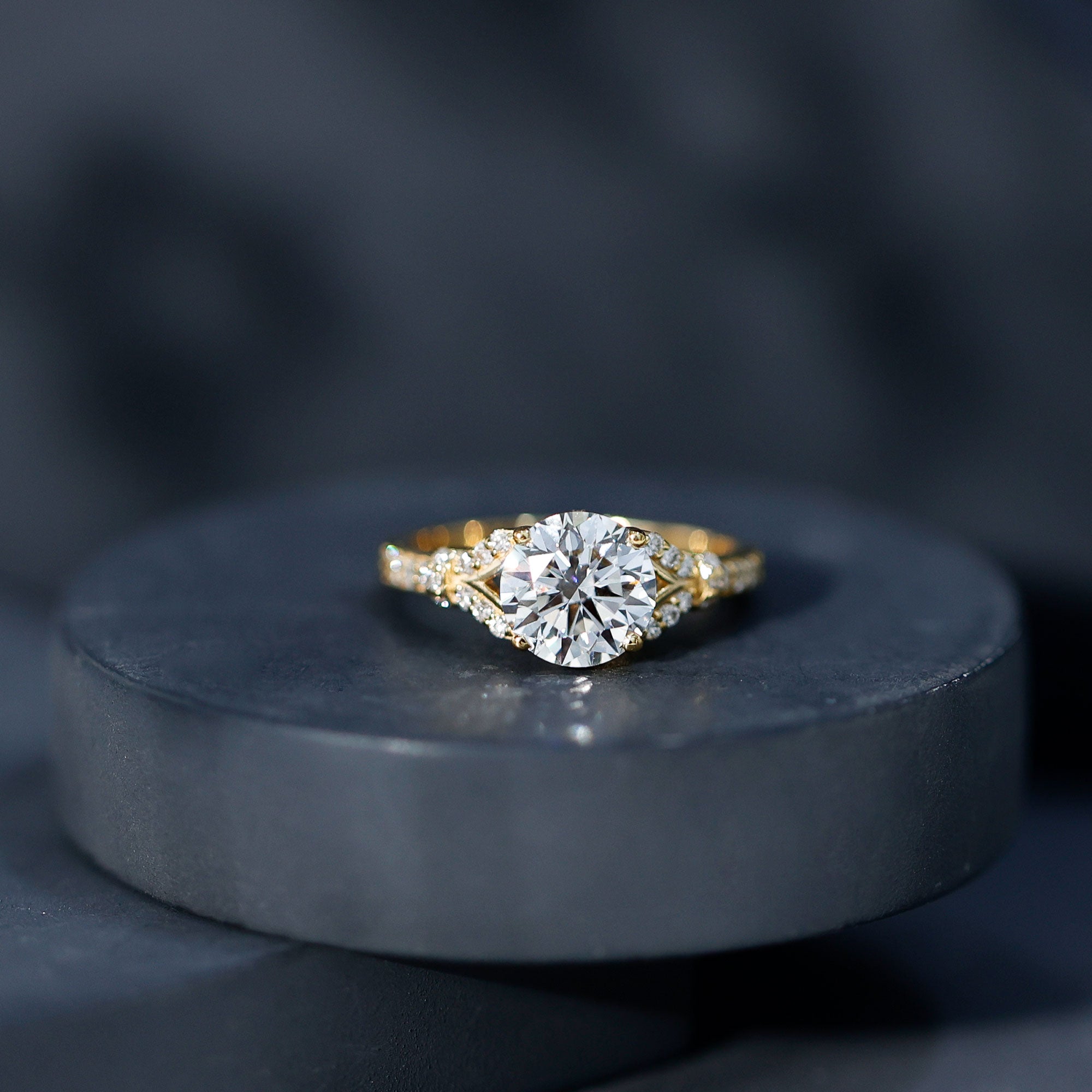Certified 2Ct Lab Grown Diamond Split Shank Engagement Ring