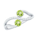 Peridot Toi et Moi Diamond Infinity Ring