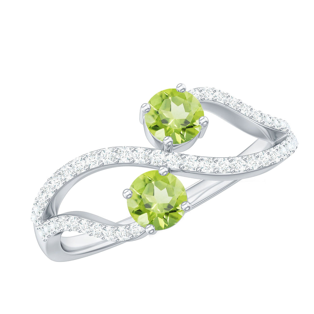 Peridot Toi et Moi Diamond Infinity Ring