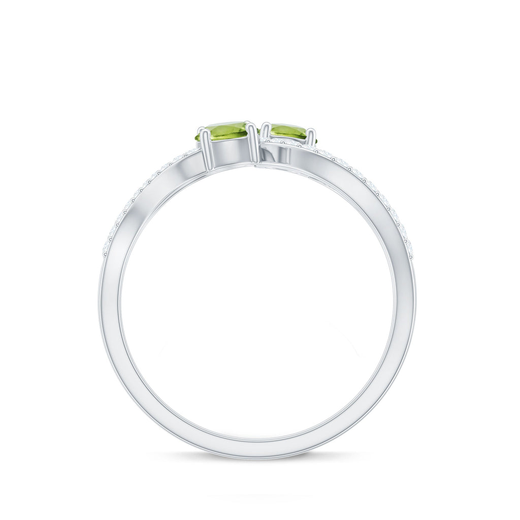 Peridot Toi et Moi Diamond Infinity Ring
