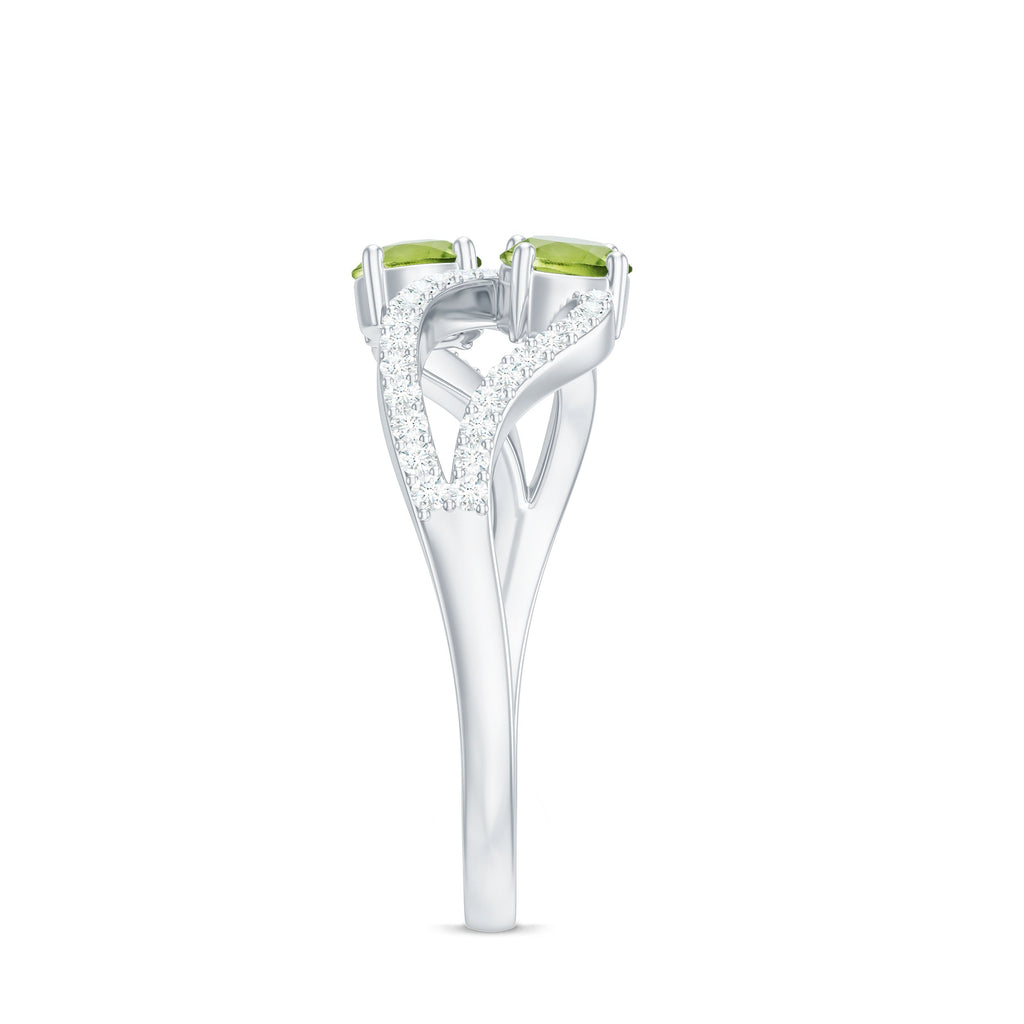 Peridot Toi et Moi Diamond Infinity Ring