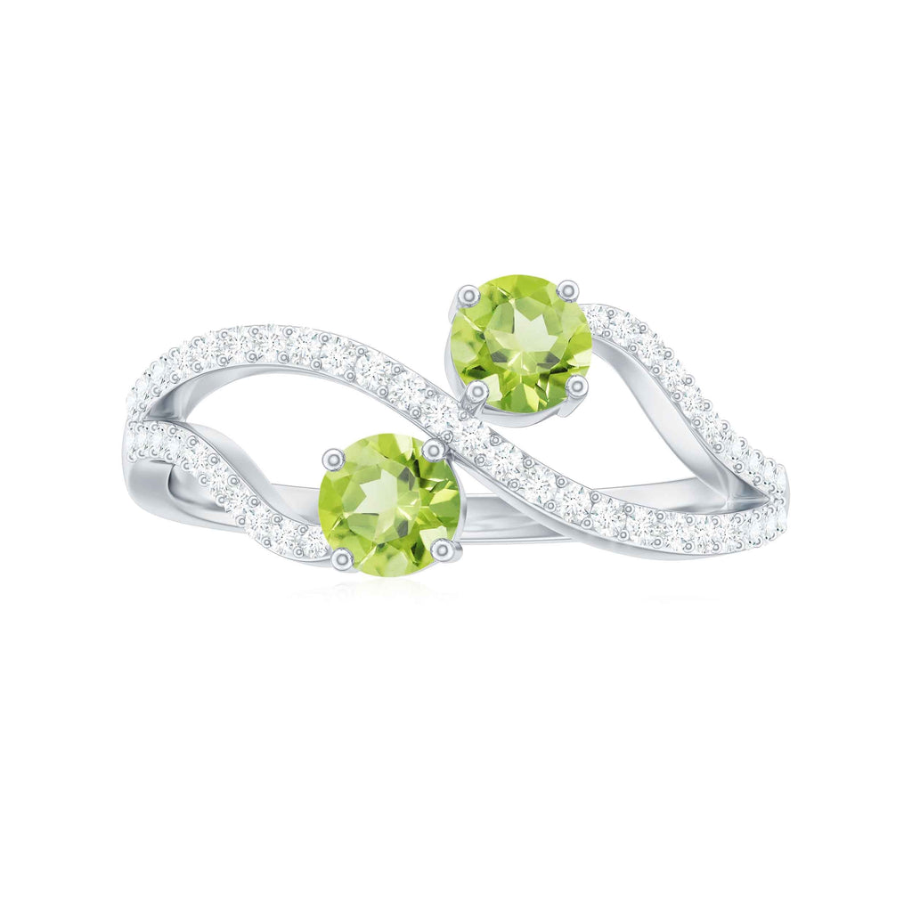 Peridot Toi et Moi Diamond Infinity Ring