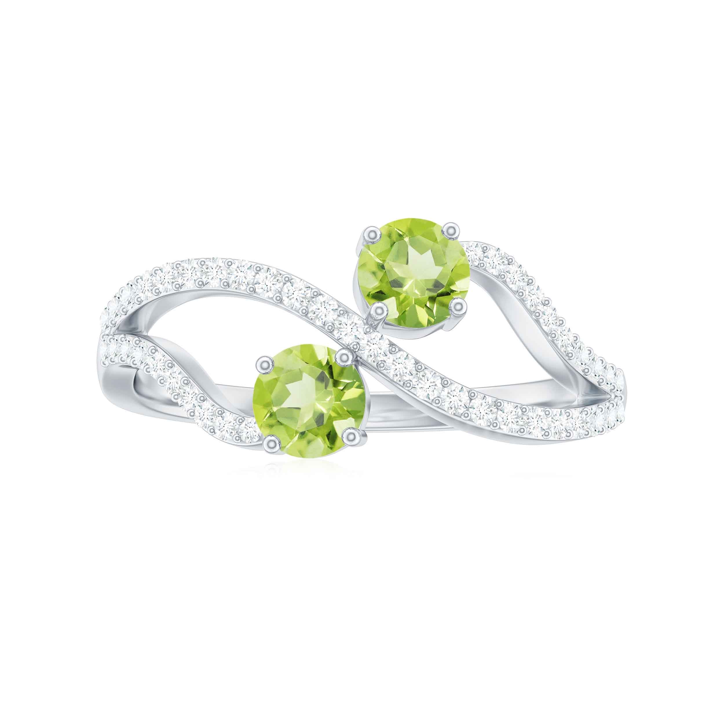 Peridot Toi et Moi Diamond Infinity Ring