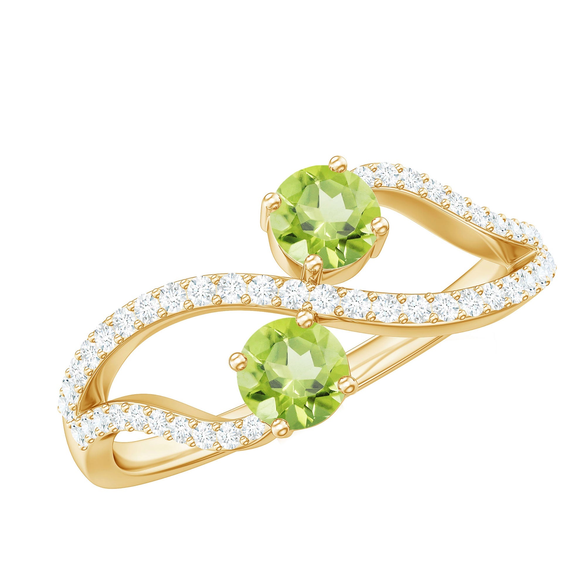 Peridot Toi et Moi Diamond Infinity Ring