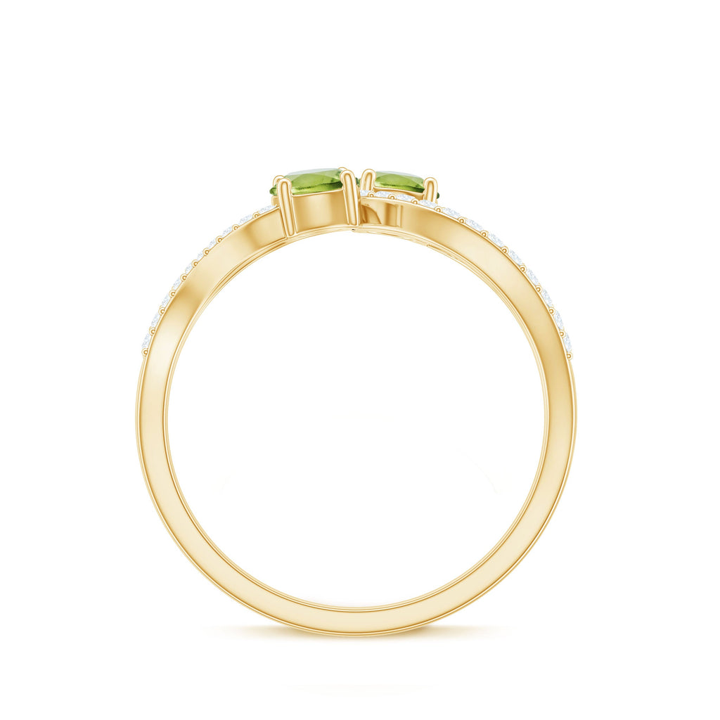 Peridot Toi et Moi Diamond Infinity Ring