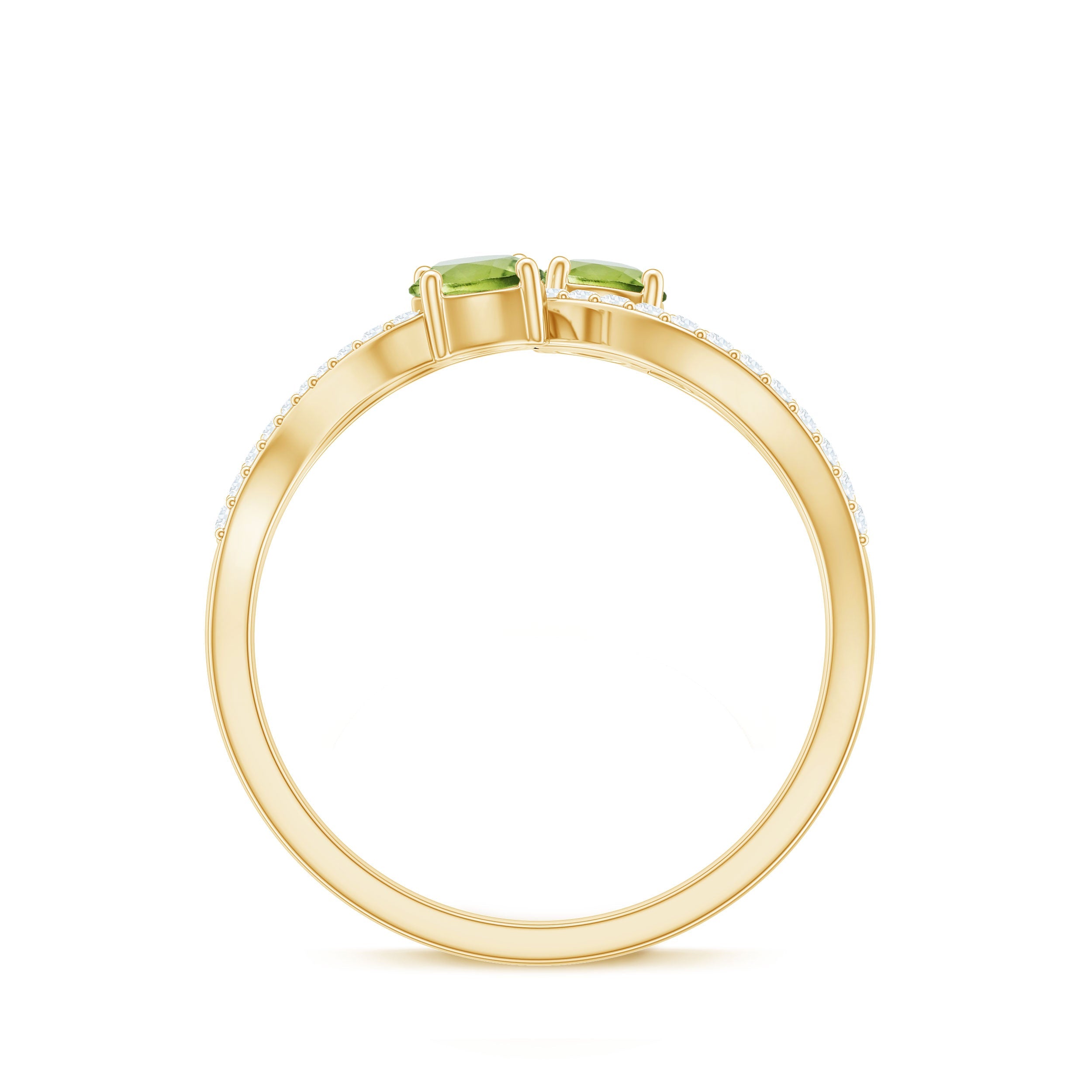 Peridot Toi et Moi Diamond Infinity Ring