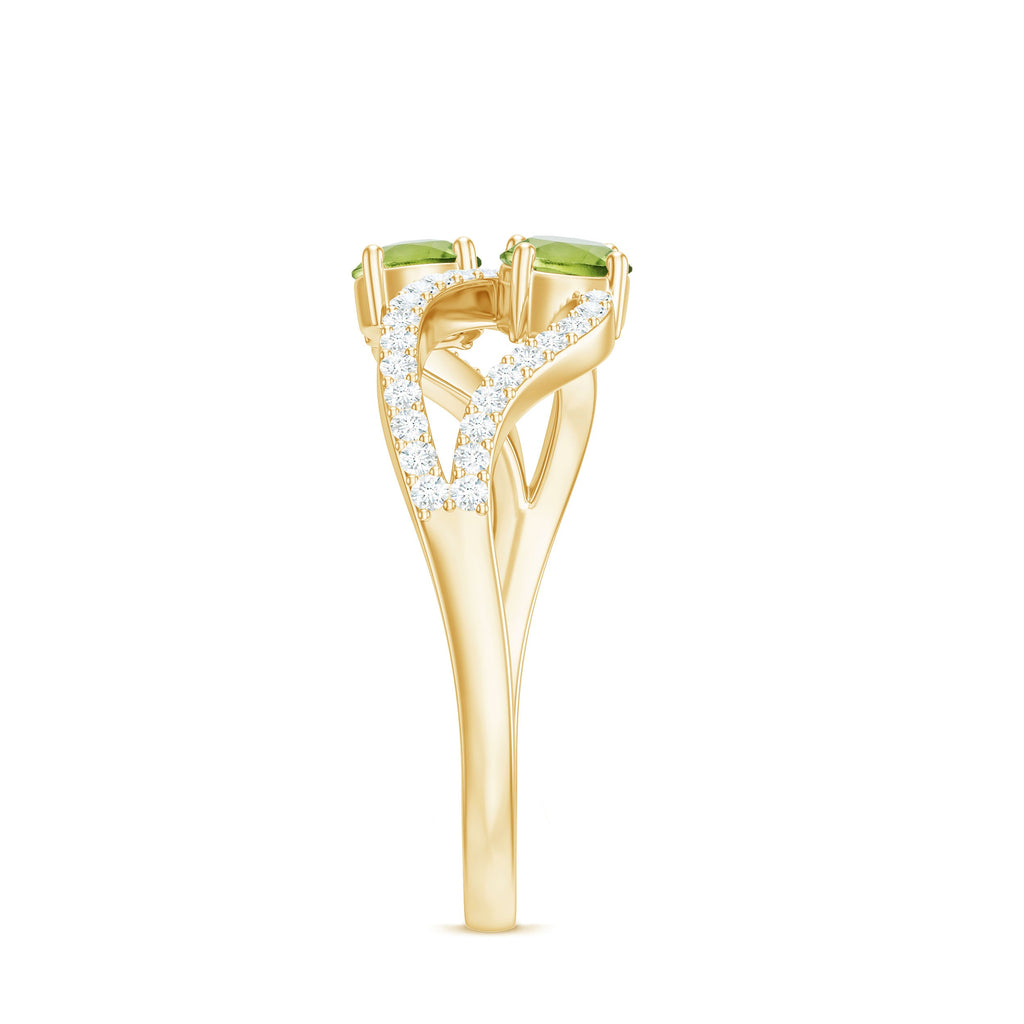 Peridot Toi et Moi Diamond Infinity Ring