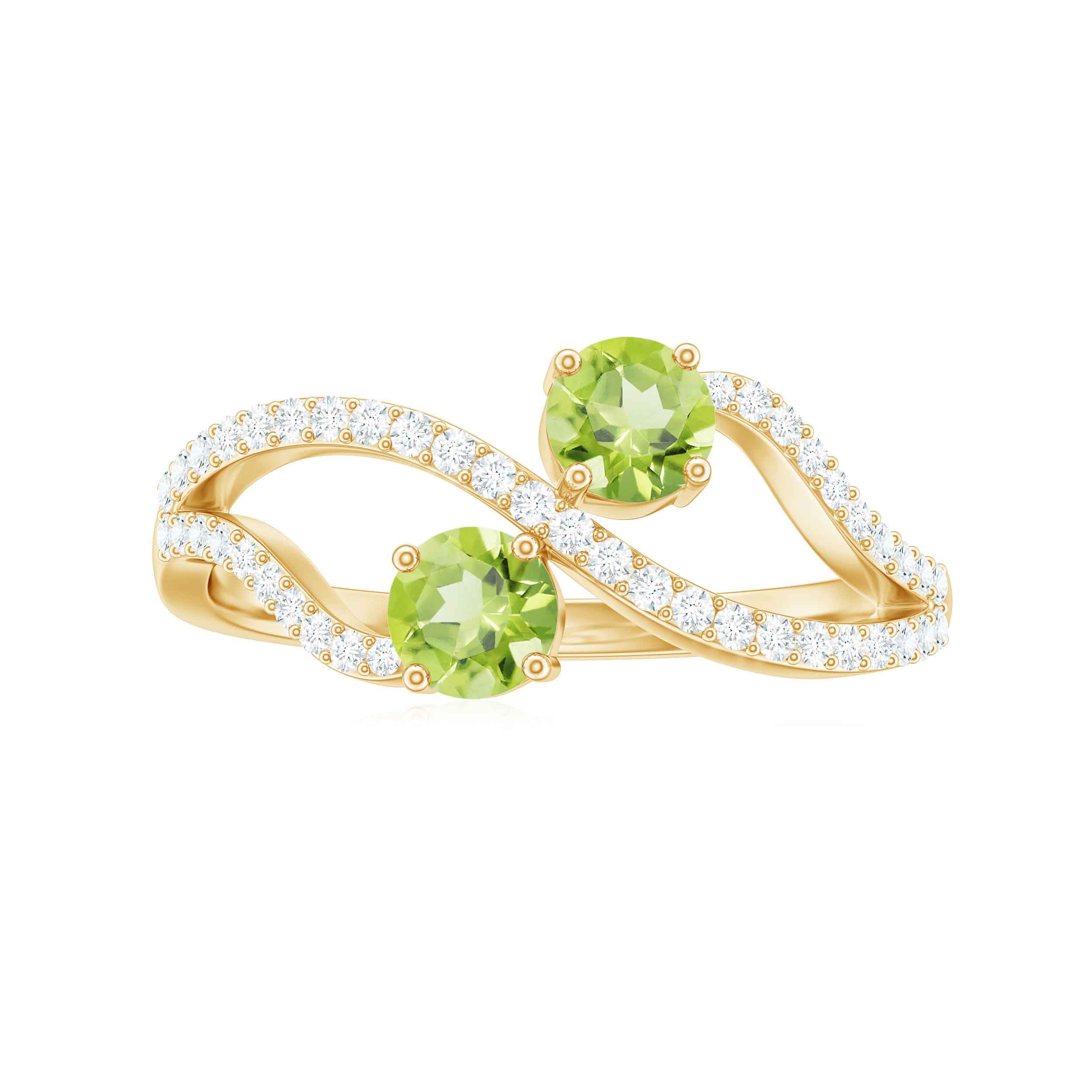 Peridot Toi et Moi Diamond Infinity Ring