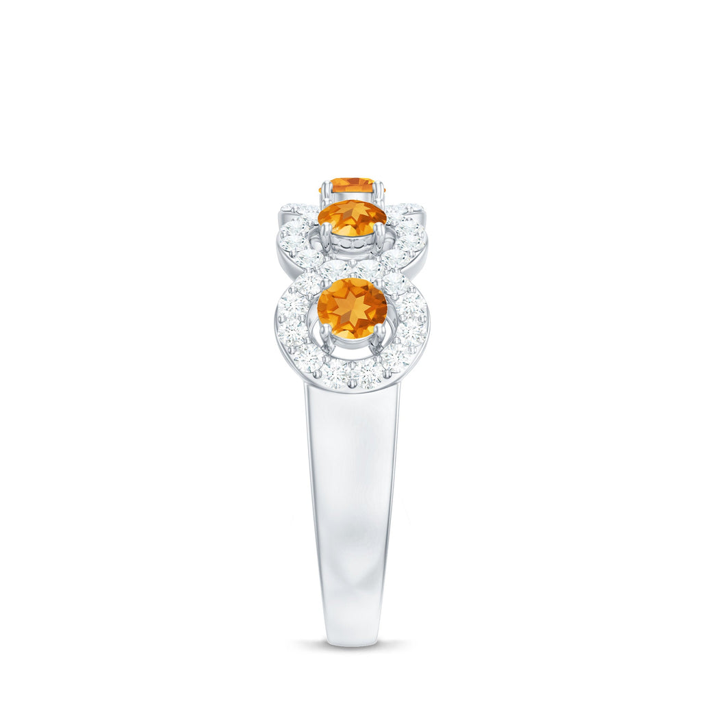 Certified Natural Citrine Diamond Half Eternity Band for Anniversary