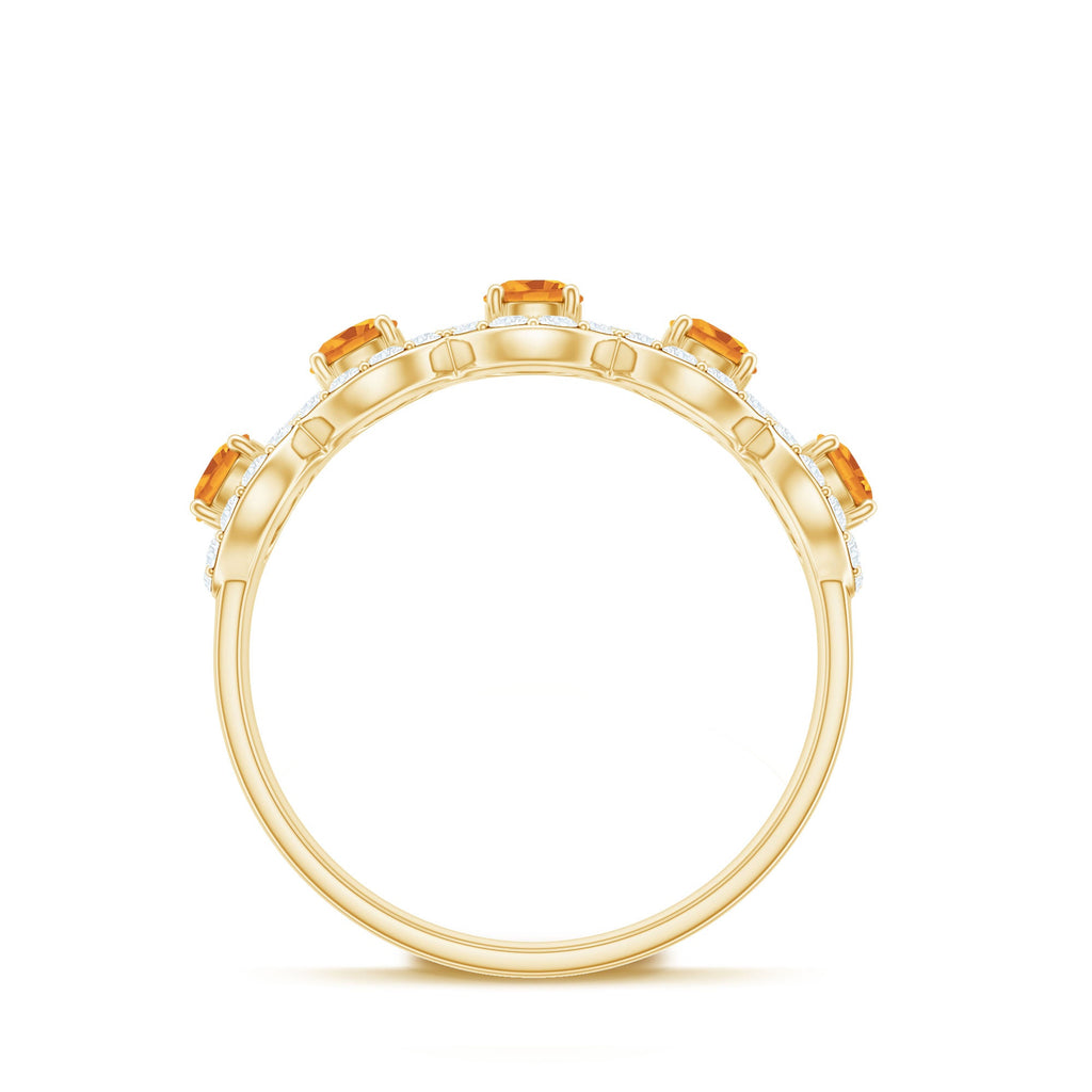 Certified Natural Citrine Diamond Half Eternity Band for Anniversary