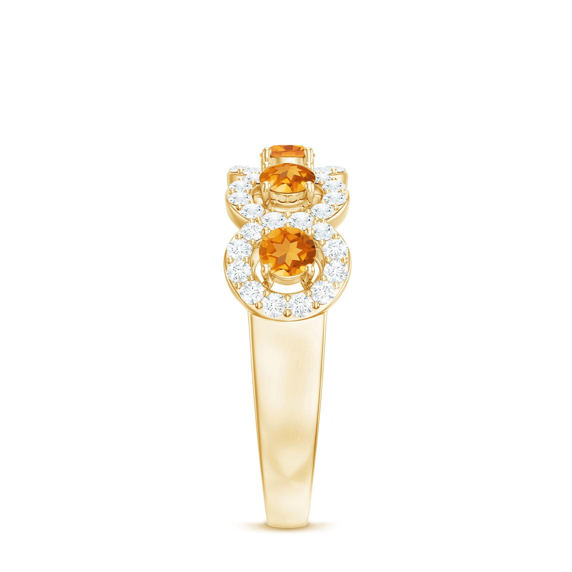 Certified Natural Citrine Diamond Half Eternity Band for Anniversary
