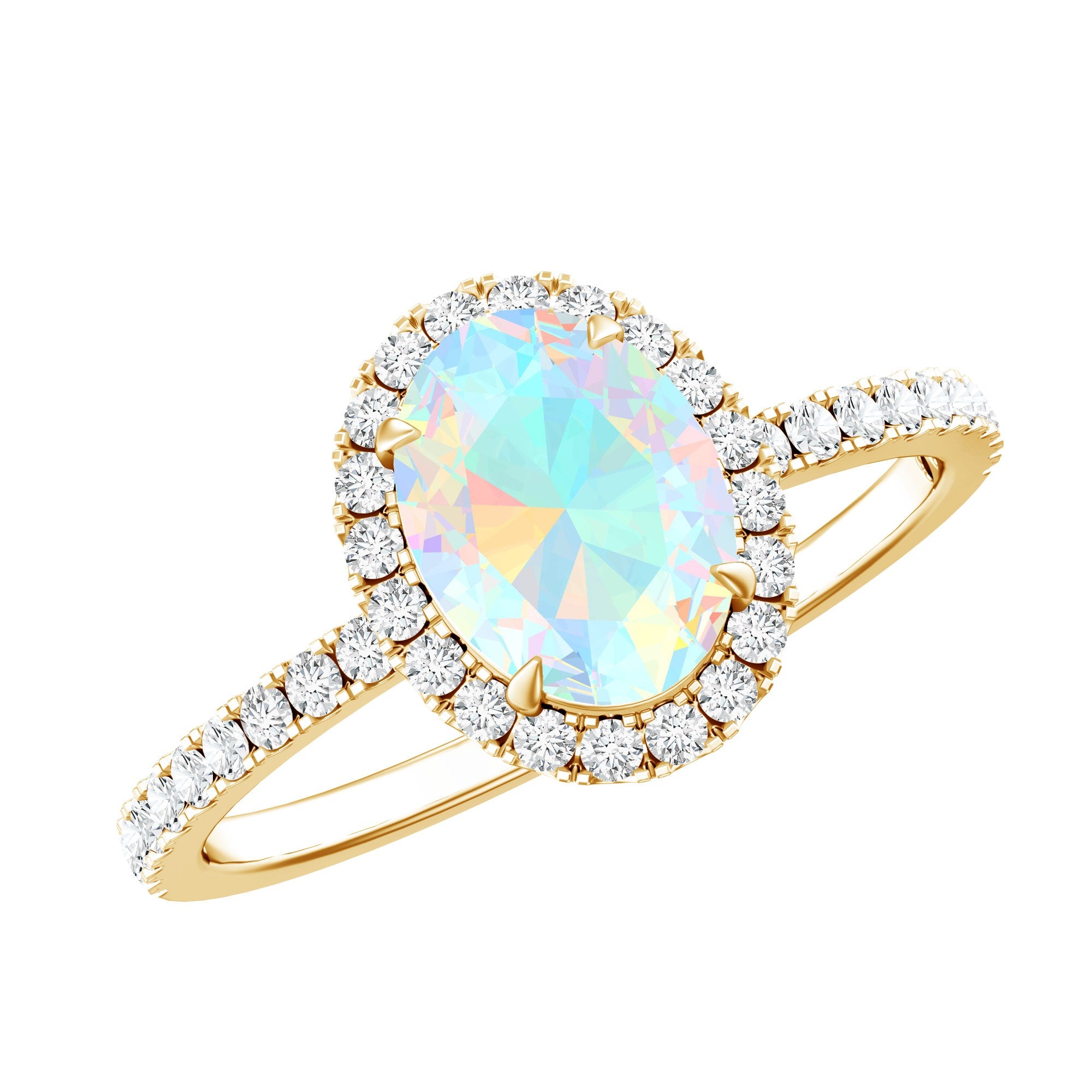 Certified Real 6X8mm Ethiopian Opal Oval Engagement Ring with Diamond Halo