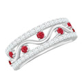 Lab Created Ruby and Moissanite Designer Anniversary Band