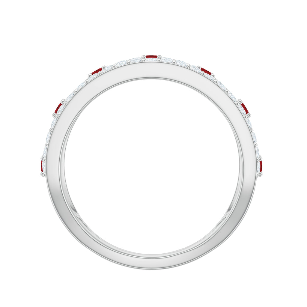 Lab Created Ruby and Moissanite Designer Anniversary Band