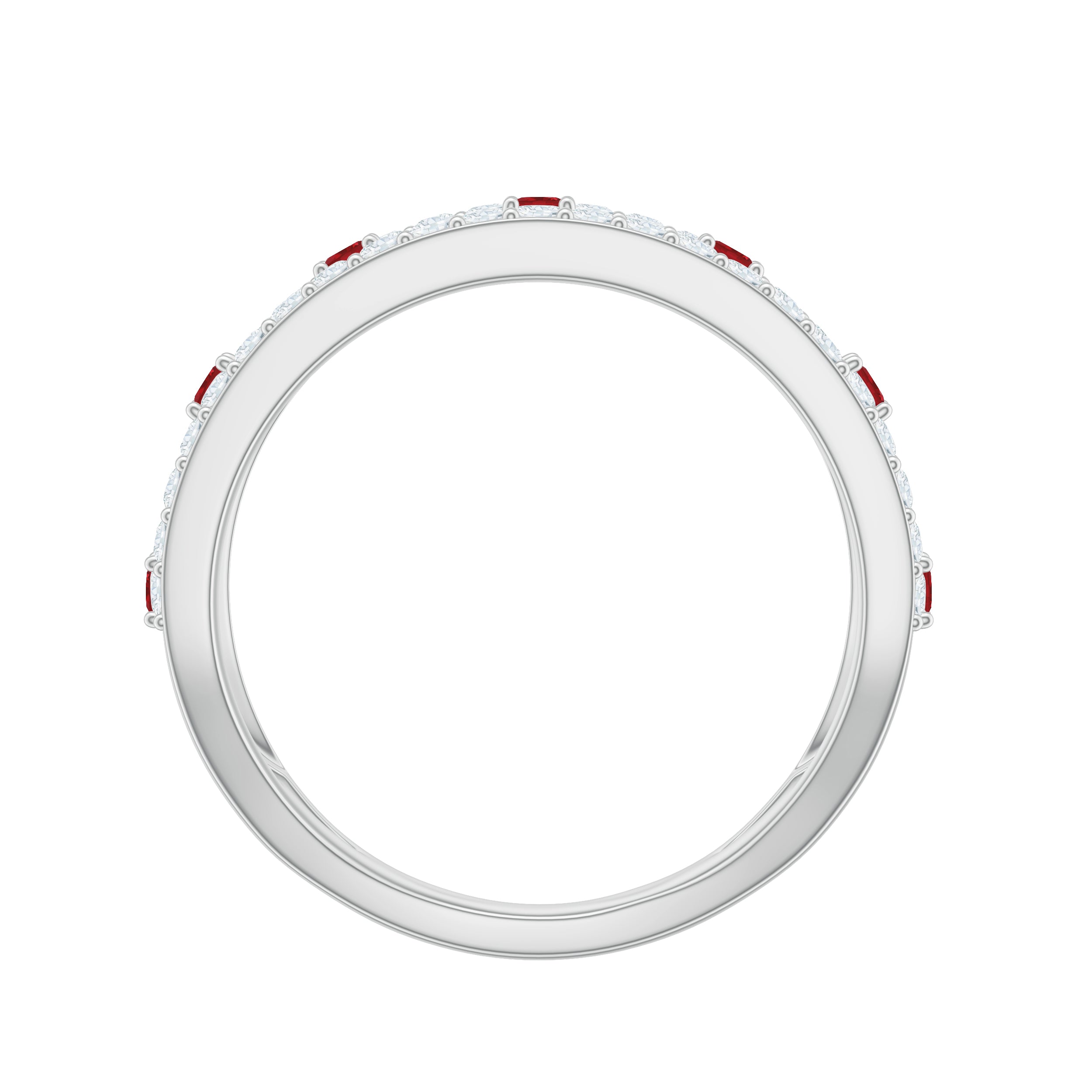Lab Created Ruby and Moissanite Designer Anniversary Band