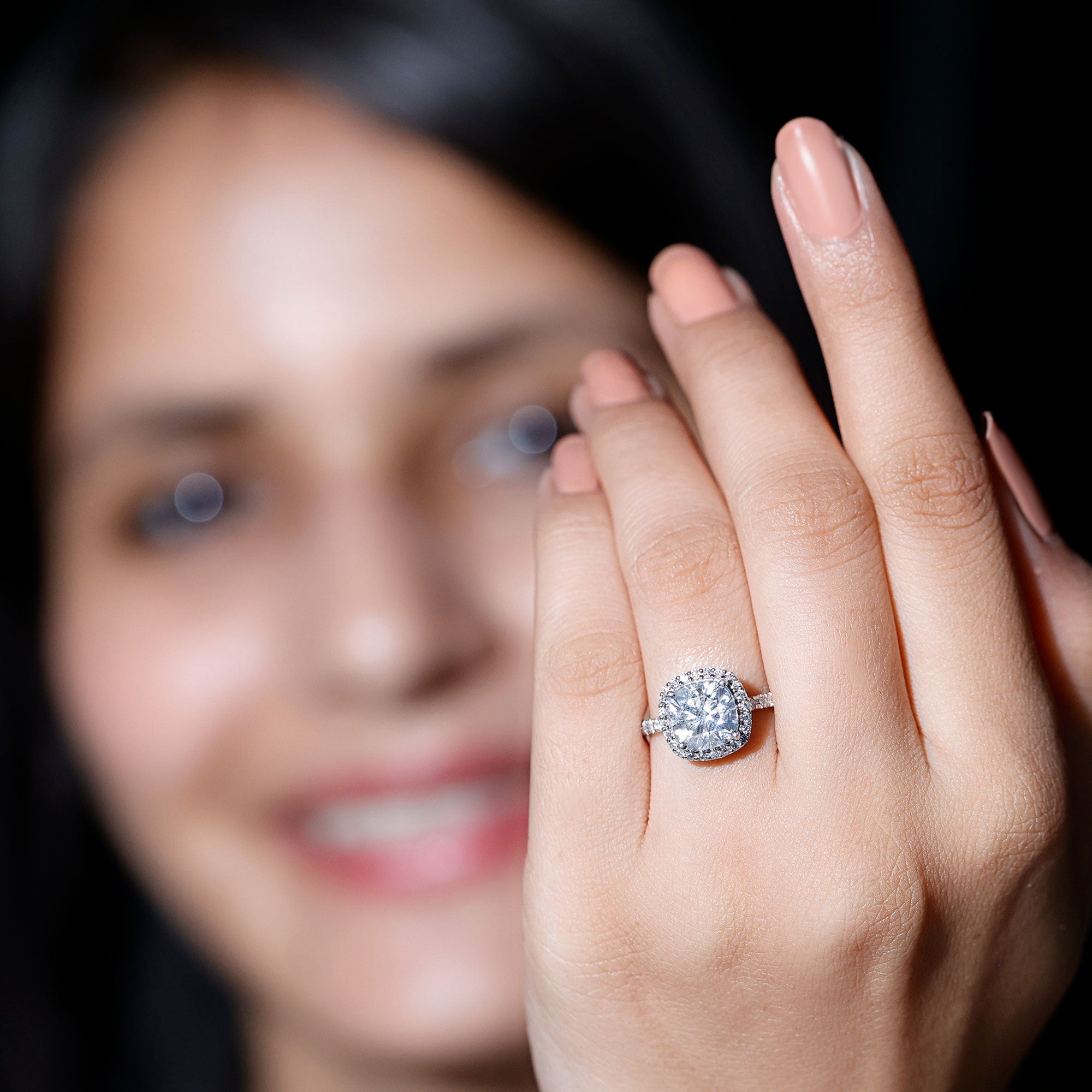 Victorian Style 8 MM Cushion Moissanite Halo Engagement Ring