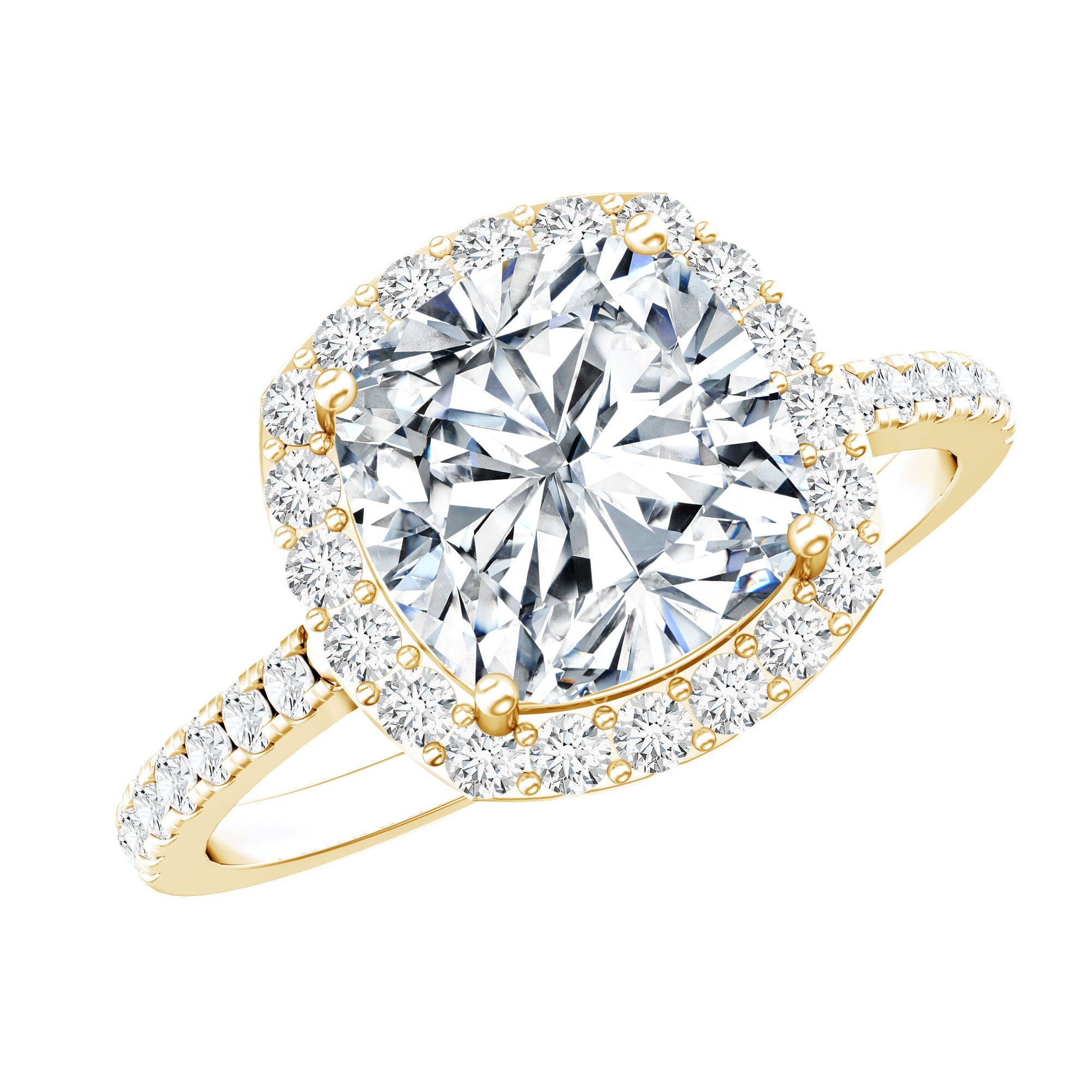 Victorian Style 8 MM Cushion Moissanite Halo Engagement Ring