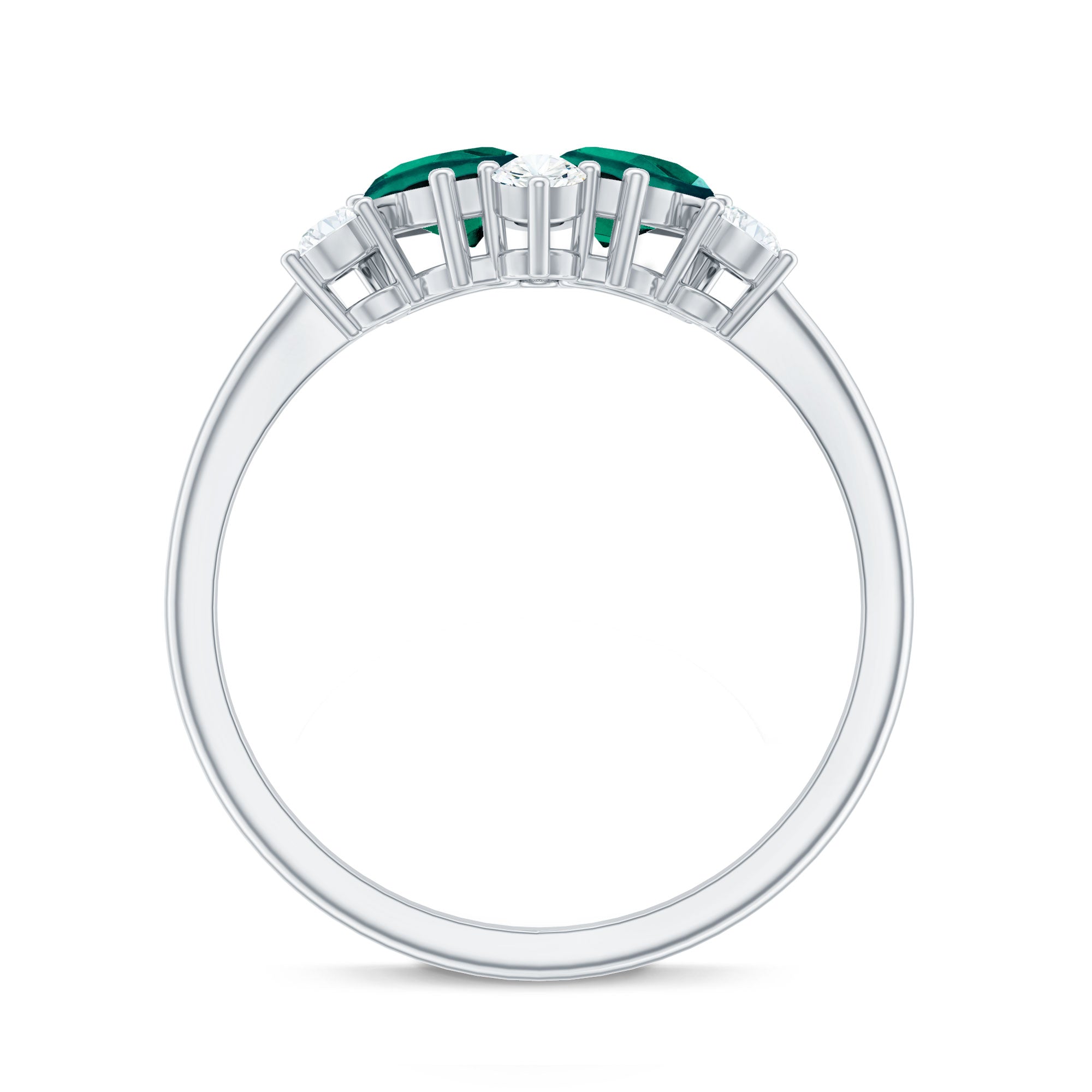 Designer Pear Shape Lab Grown Emerald Toi Et Moi Engagement Ring with Diamond