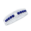 Certified Moissanite and Lab Created Blue Sapphire Anniversary Band
